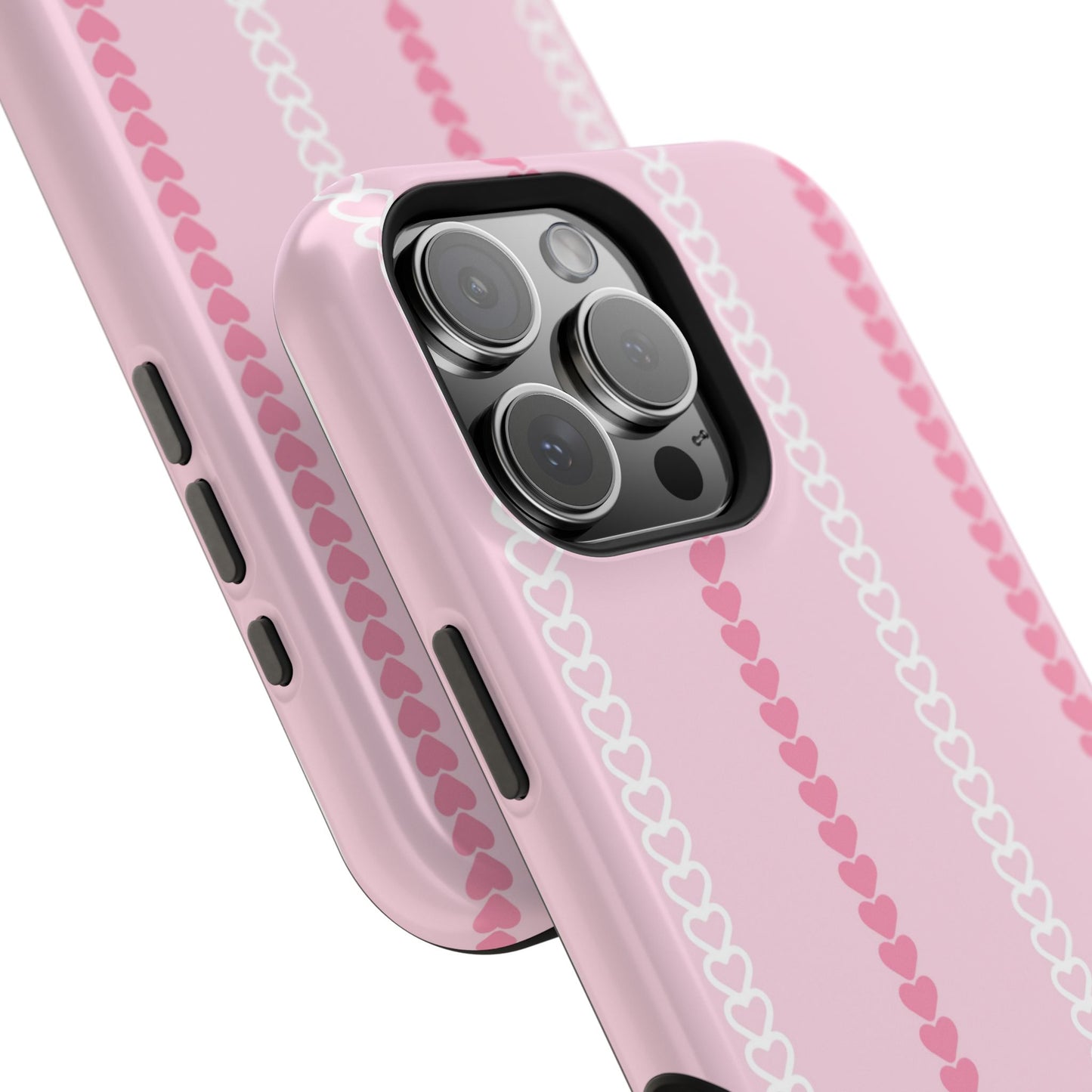 Pink Heart Stripe Impact-Resistant Phone Case