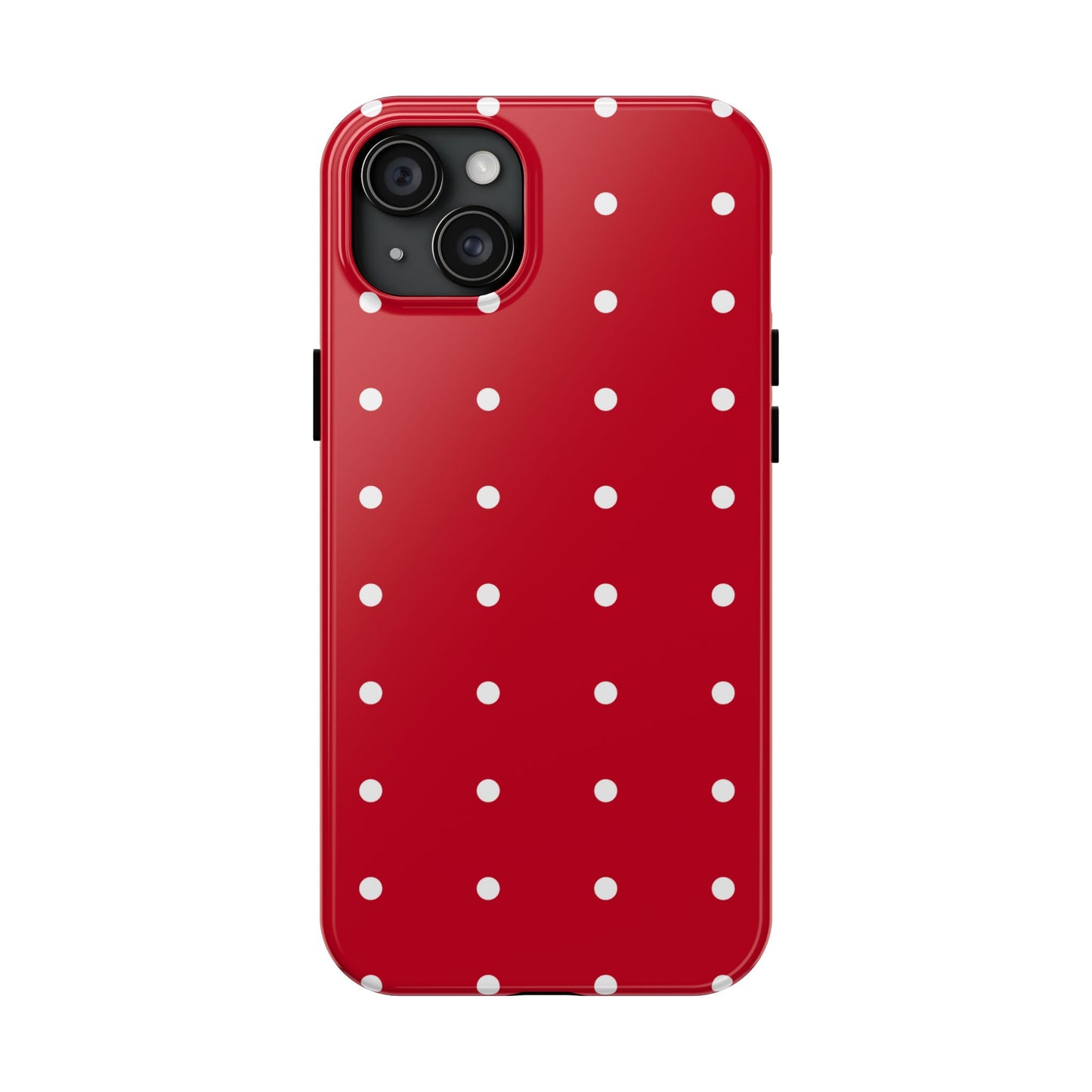 Red Polka Dot Tough Phone Case — Durable Glossy Protective Phone Cover