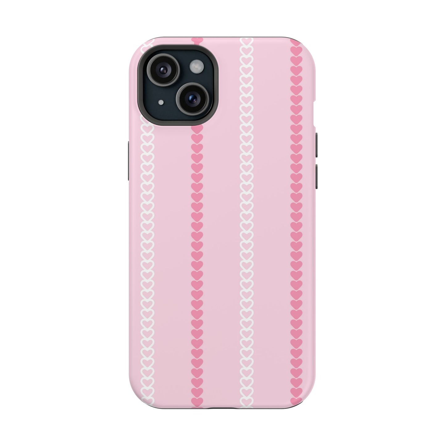 Pink Heart Stripe Impact-Resistant Phone Case