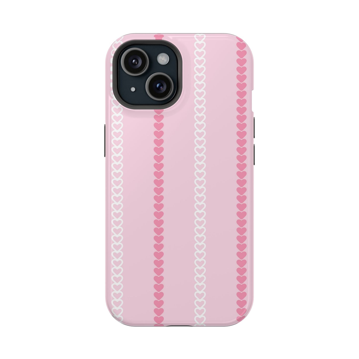 Pink Heart Stripe Impact-Resistant Phone Case
