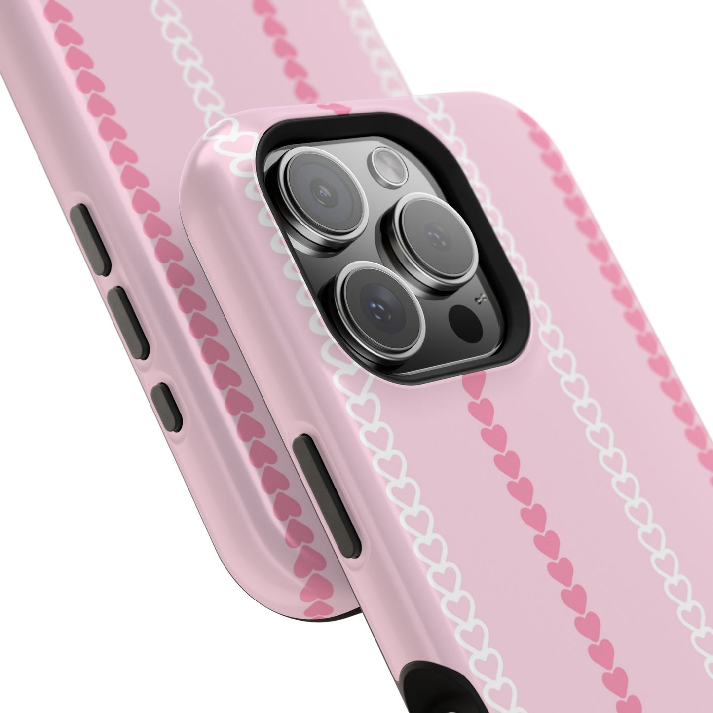 Pink Heart Stripe Impact-Resistant Phone Case