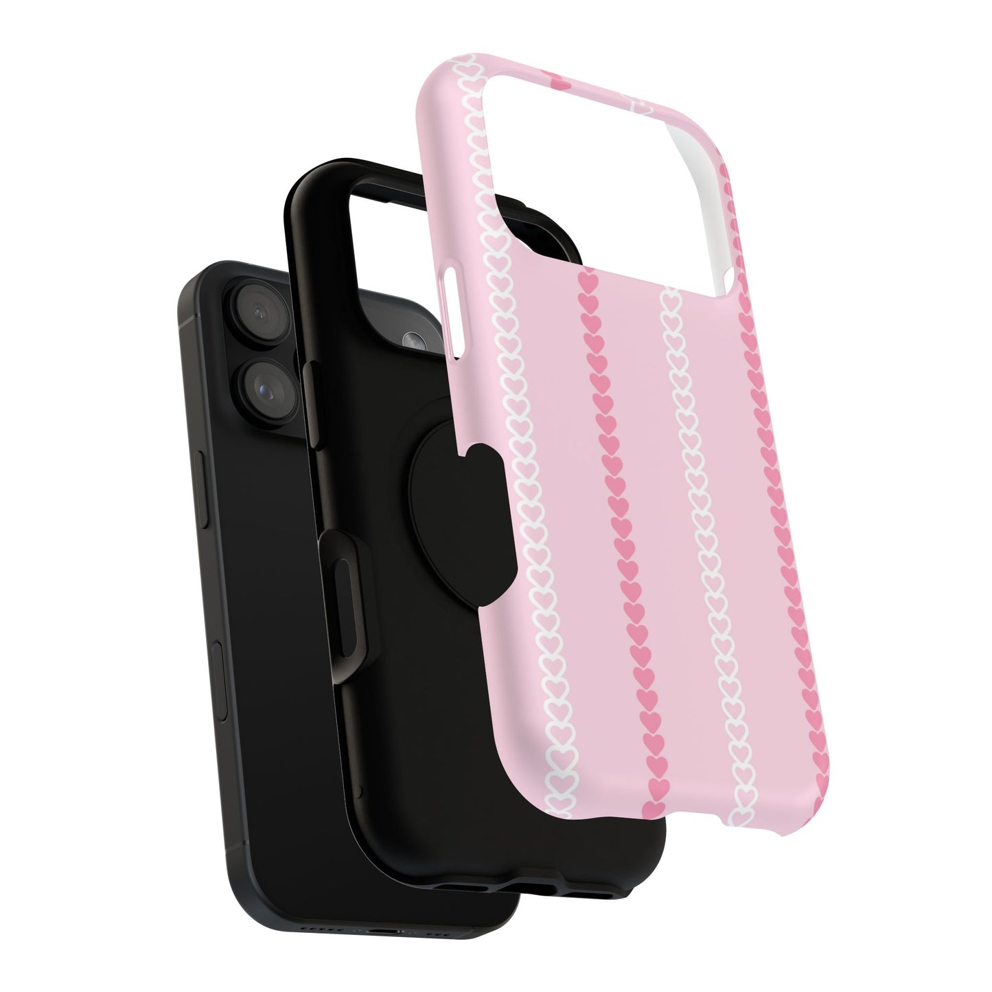 Pink Heart Stripe Impact-Resistant Phone Case