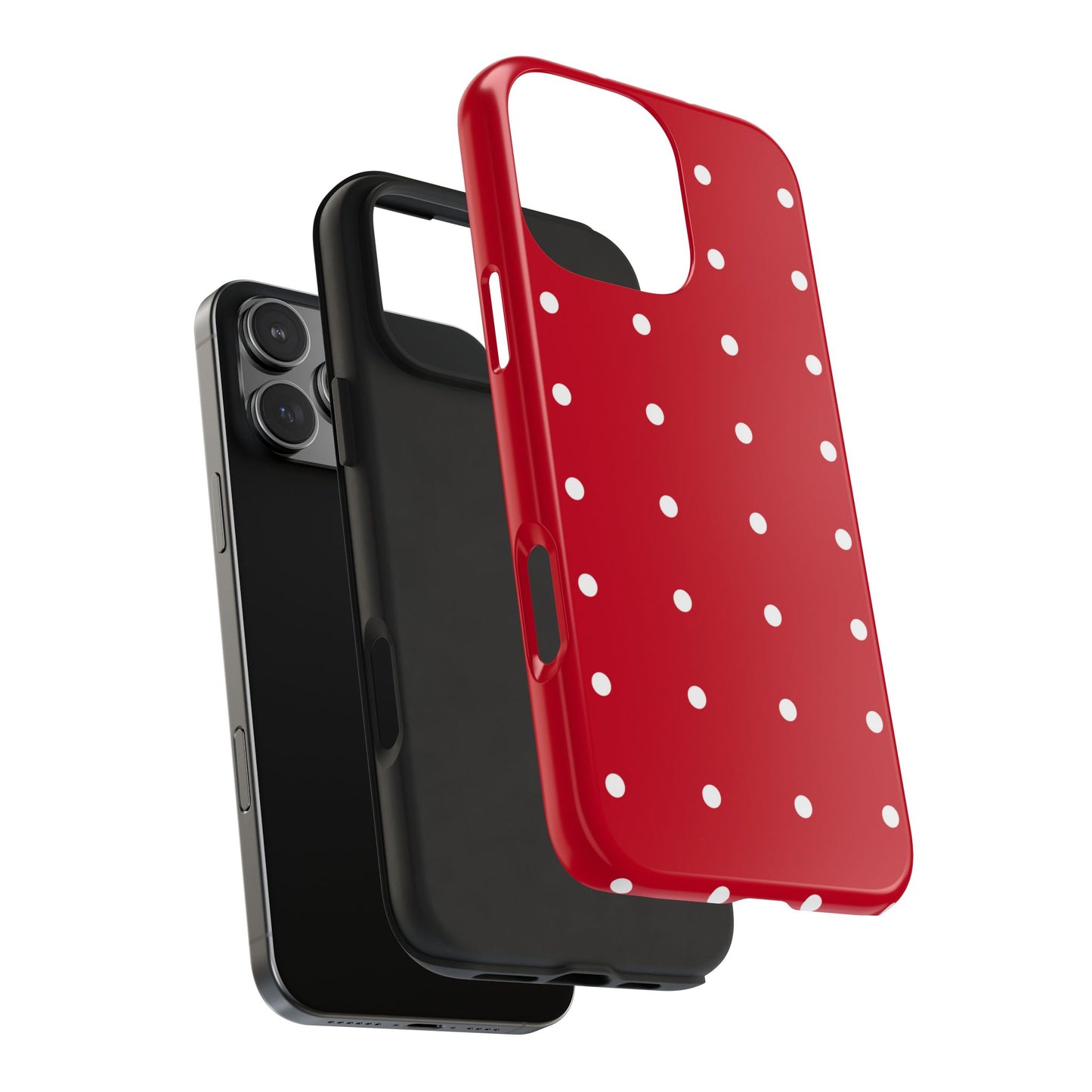 Red Polka Dot Tough Phone Case — Durable Glossy Protective Phone Cover