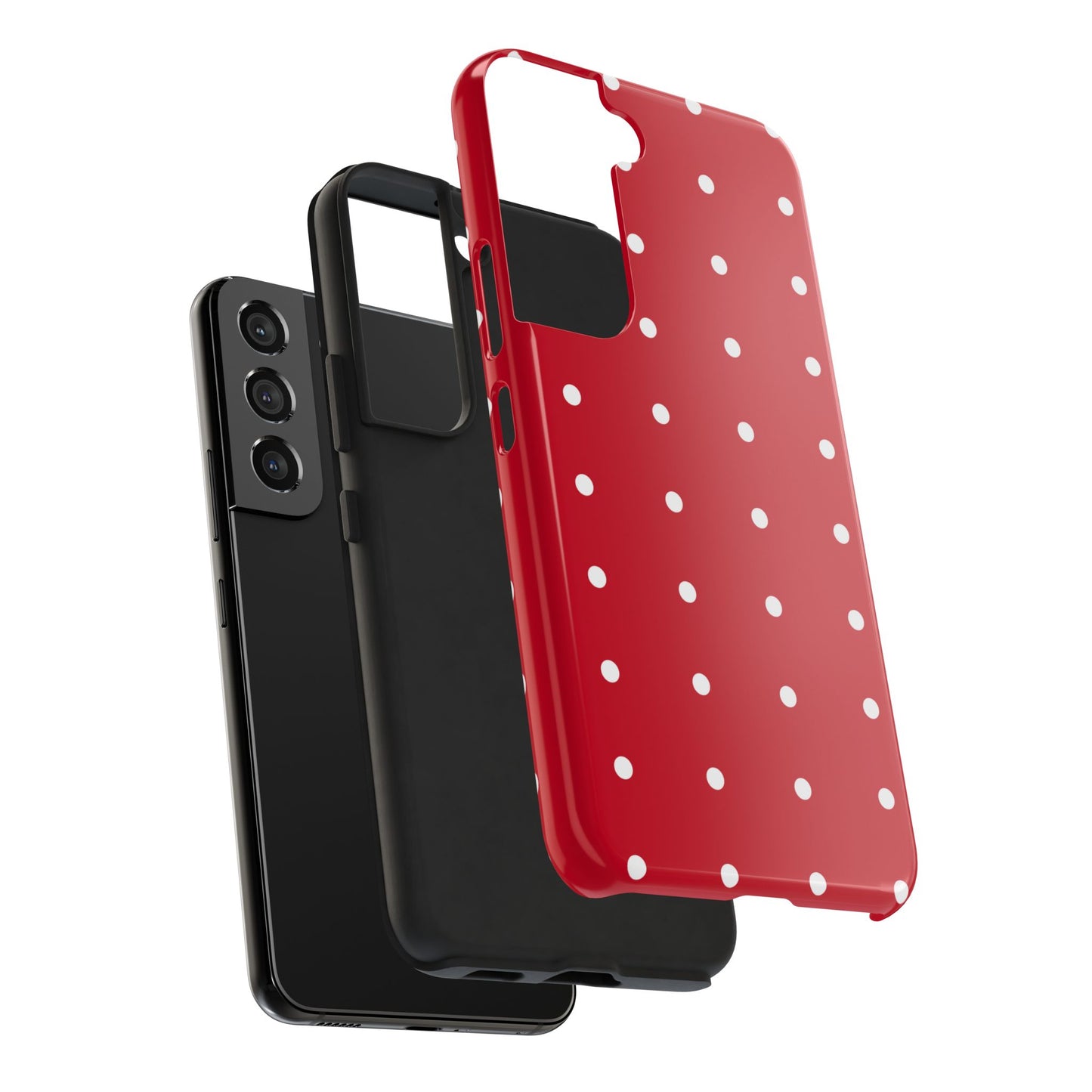 Red Polka Dot Tough Phone Case — Durable Glossy Protective Phone Cover