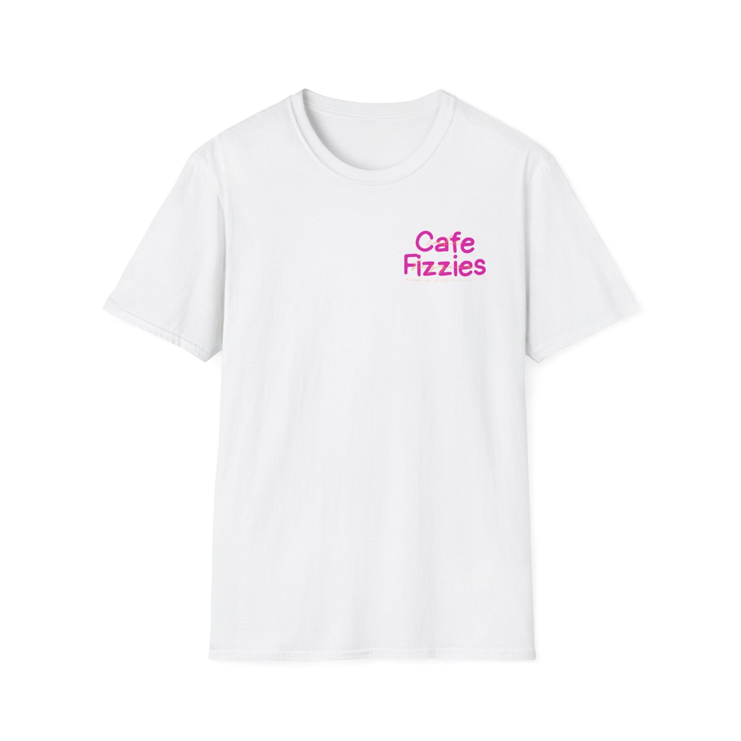 Cafe Fizzies T-Shirt — Retro Pink Cafe Logo Tee for Coffee Lovers