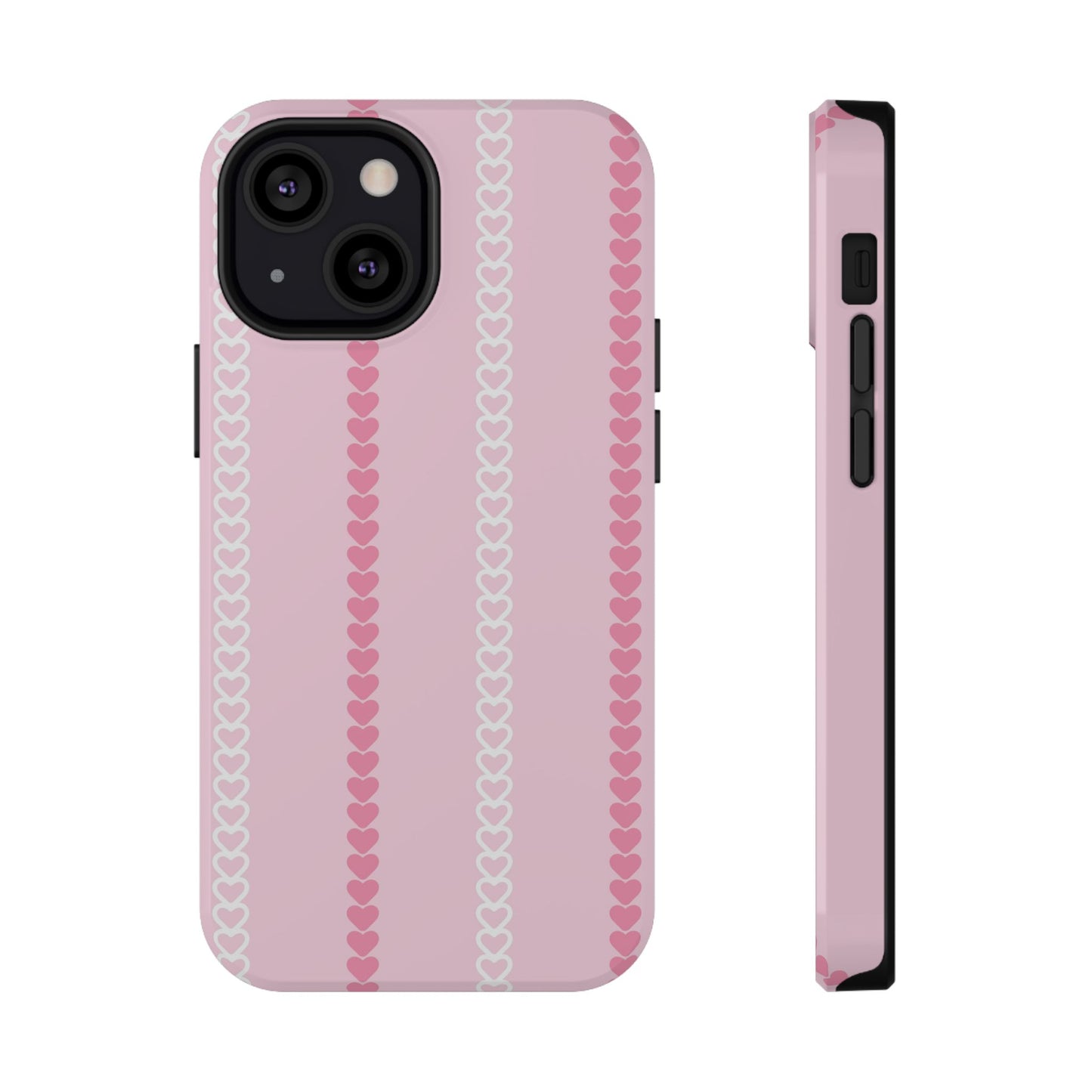 Pink Heart Stripe Impact-Resistant Phone Case