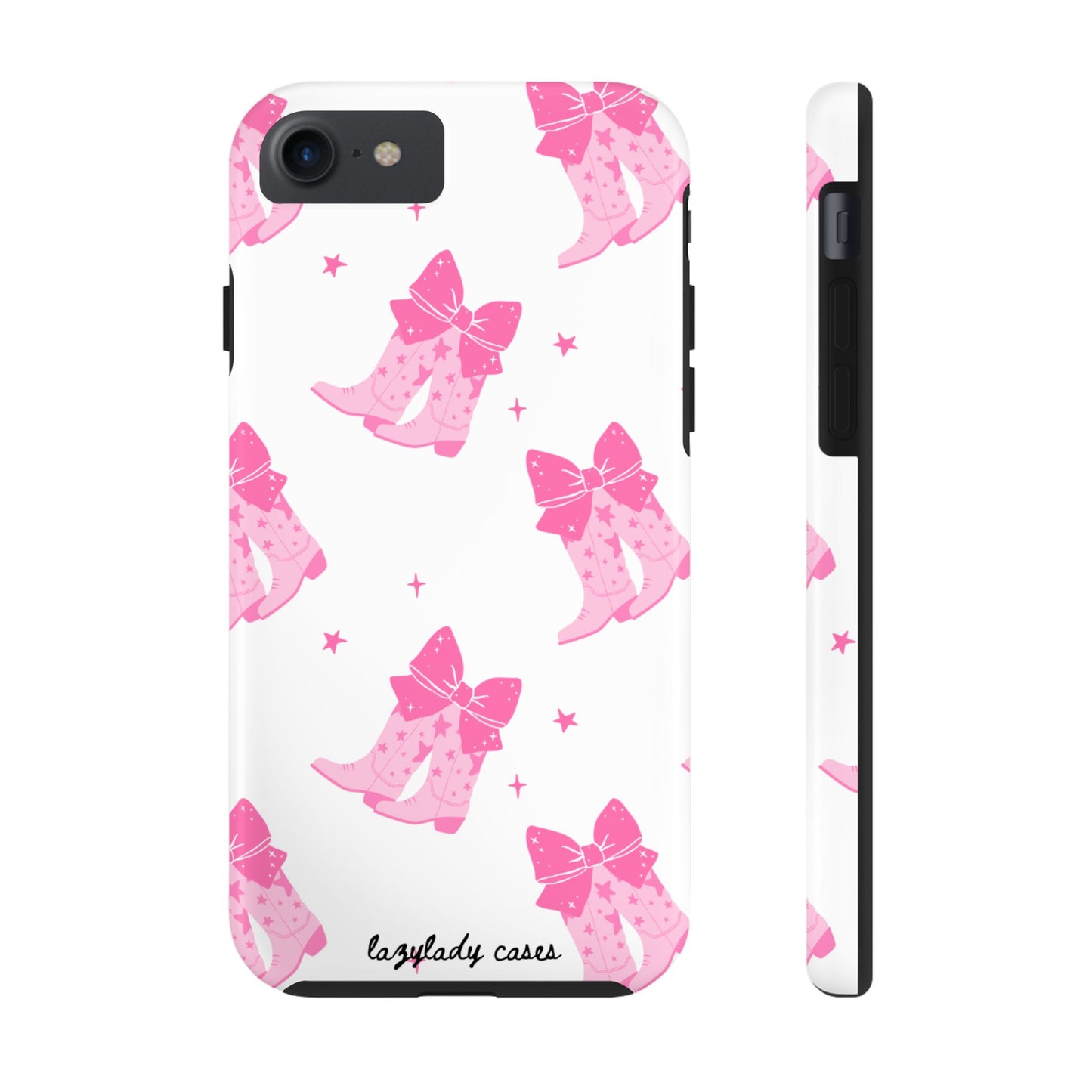 Pink Cowgirl Tough Phone Case - Trendy Protection with Bow Design