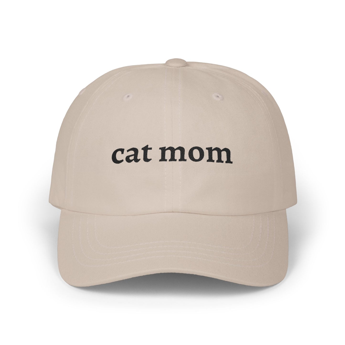Cat Mom Cap — Embroidered White Baseball Hat for Cat Lovers
