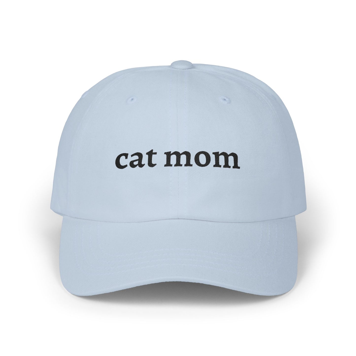 Cat Mom Cap — Embroidered White Baseball Hat for Cat Lovers