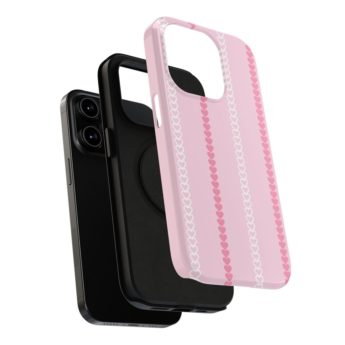 Pink Heart Stripe Impact-Resistant Phone Case