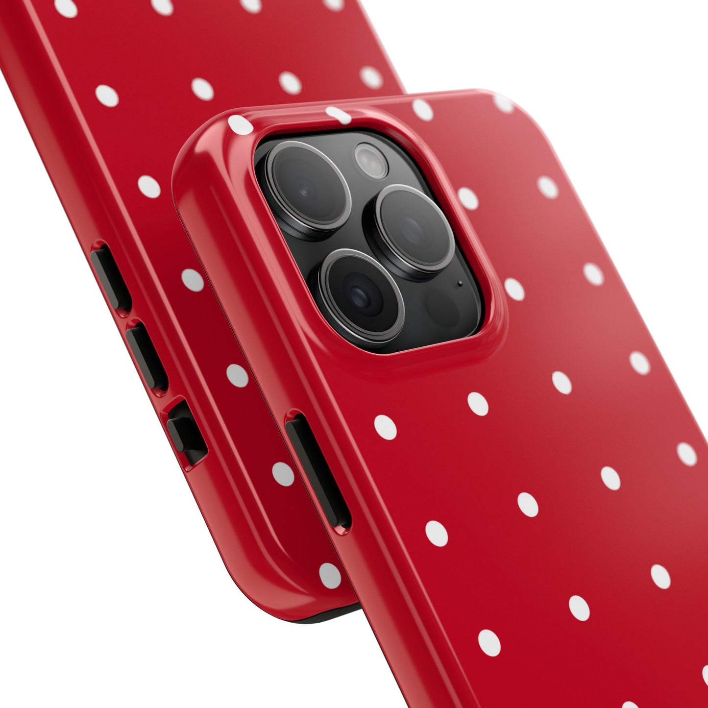 Red Polka Dot Tough Phone Case — Durable Glossy Protective Phone Cover