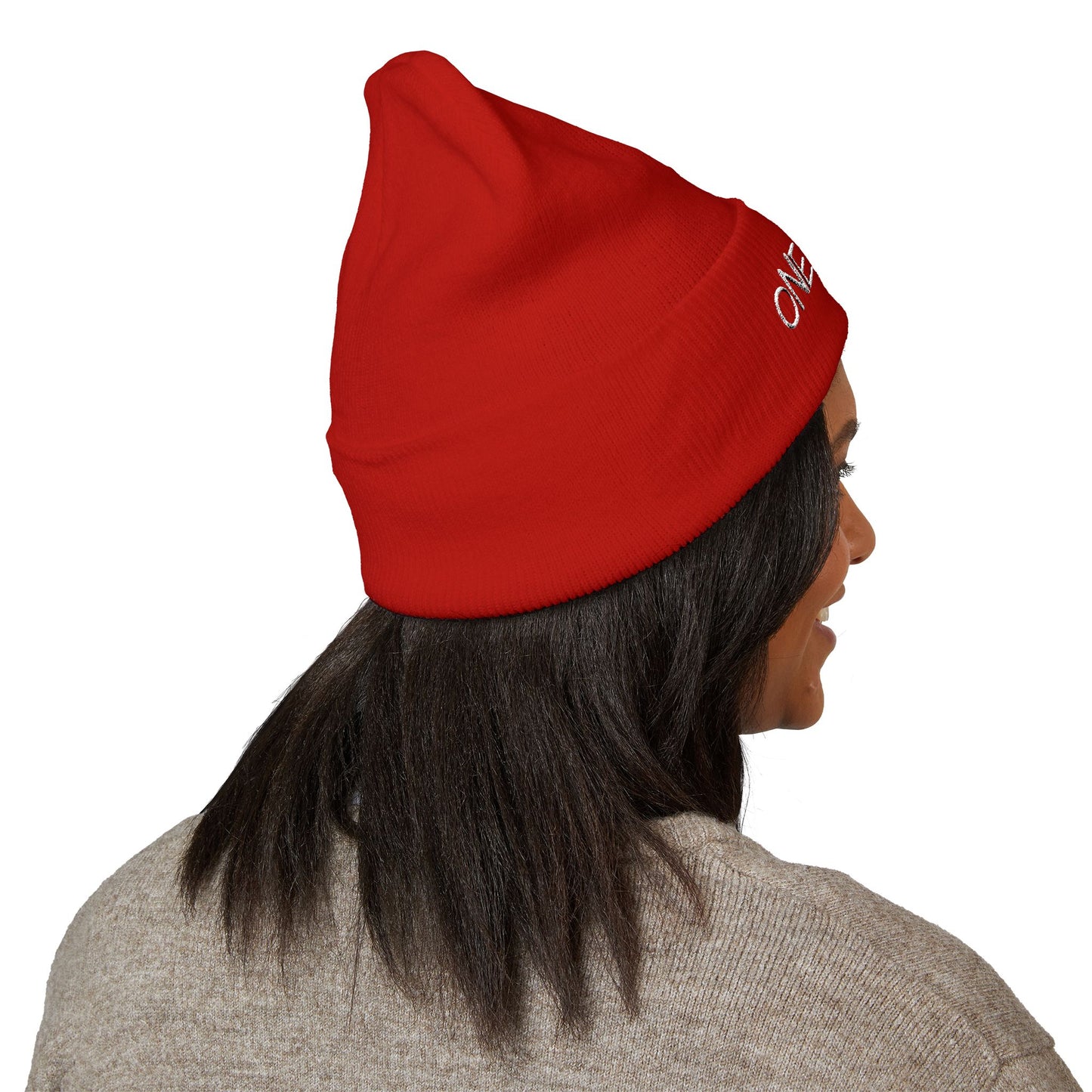 One Love Embroidered Cuffed Beanie — Classic Knit Winter Hat