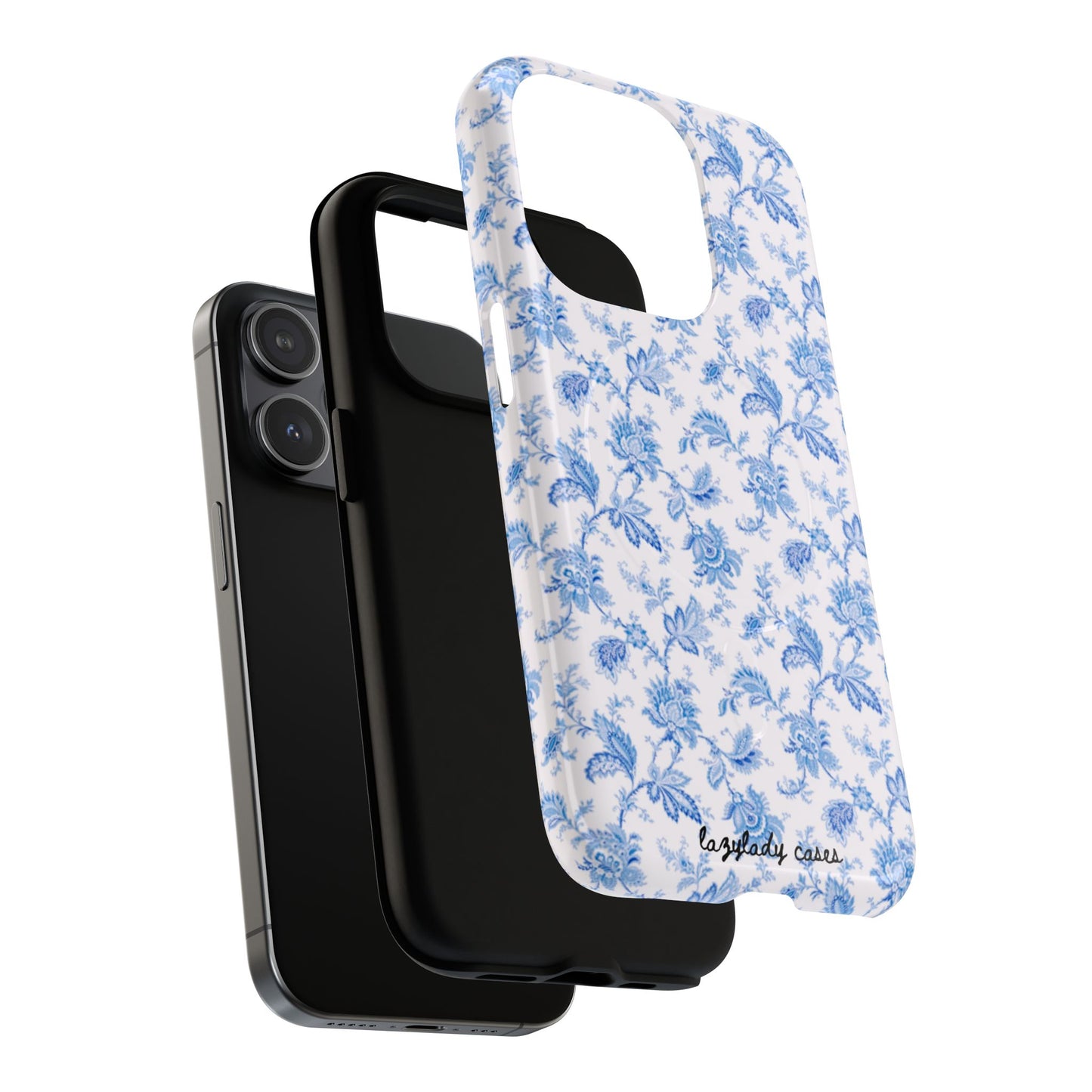 Tough Blue Flo Phone Case - Durable Magnetic Cover for Protection, Cute Gift for Her, Floral Pattern, Trending Tech Accessories