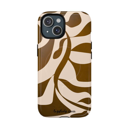 Brown Bonnet Stylish Tough Magnetic Phone Case - Trendy Abstract Design