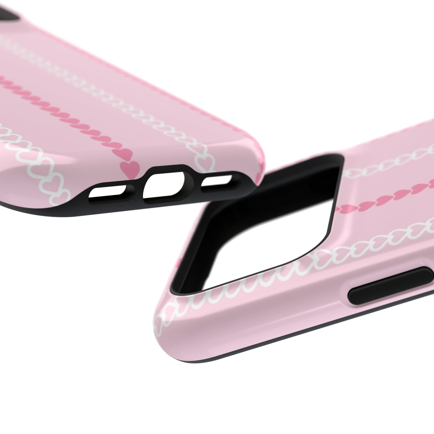 Pink Heart Stripe Impact-Resistant Phone Case
