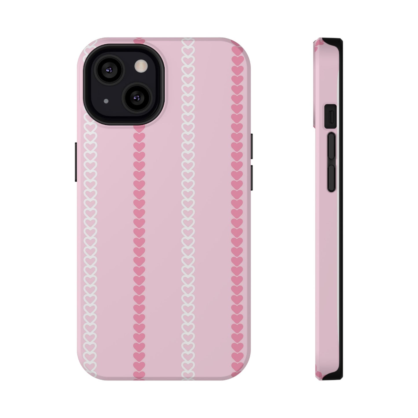 Pink Heart Stripe Impact-Resistant Phone Case
