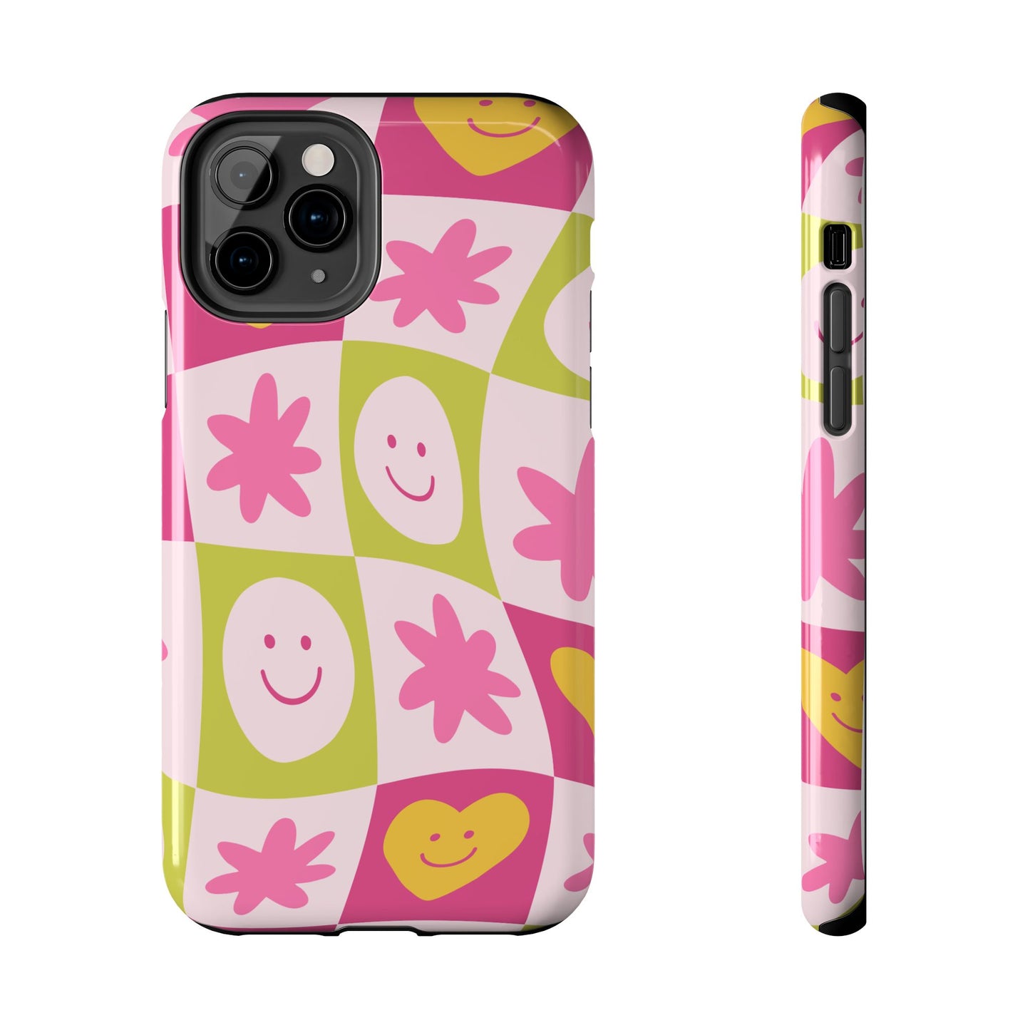 Colorful Smiley Pattern Tough Phone Cases, Playful Phone Covers, Fun Gifts for Friends, Cute Accessories, Vibrant and Durable