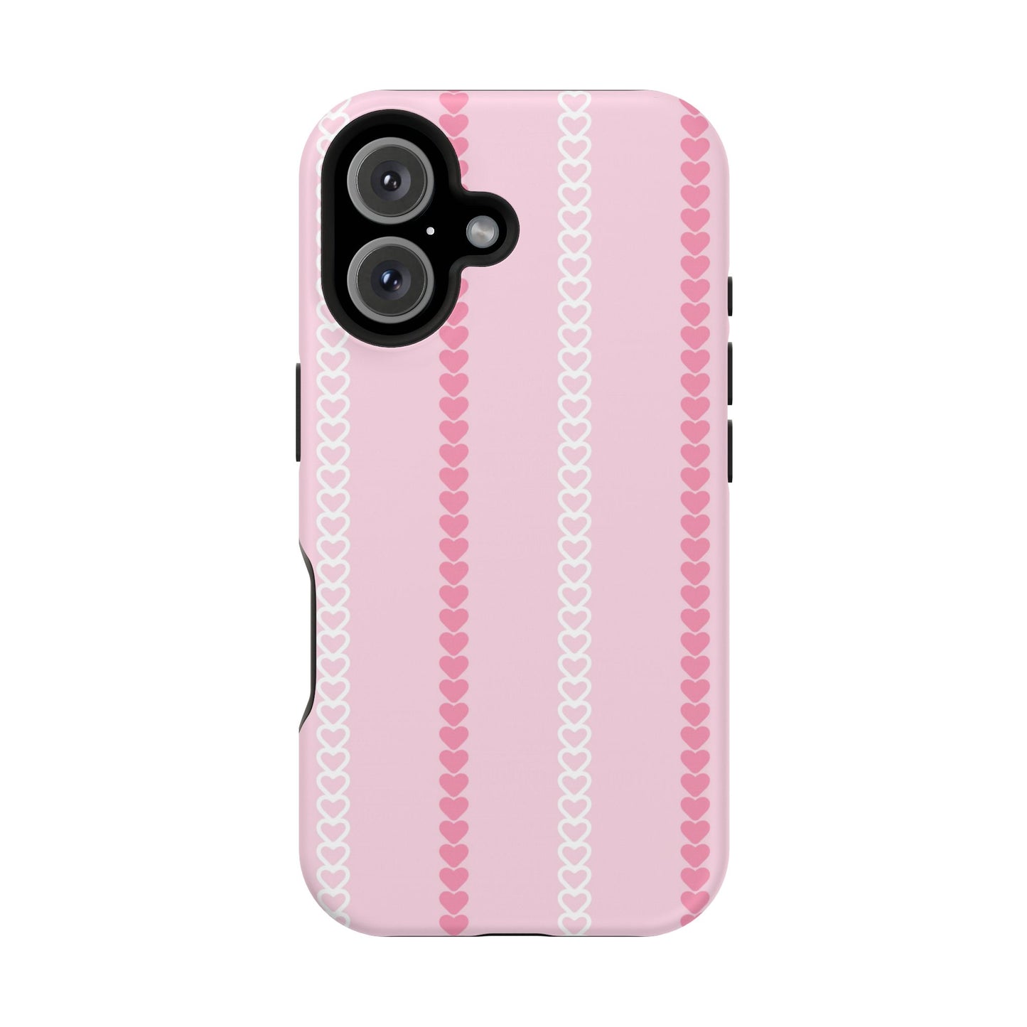Pink Heart Stripe Impact-Resistant Phone Case