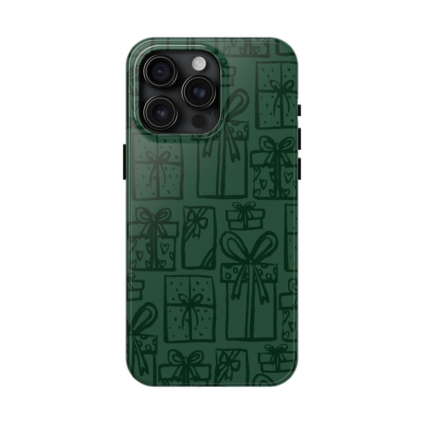 Holiday Gift Pattern Tough Phone Case — Dark Green Present Illustrations