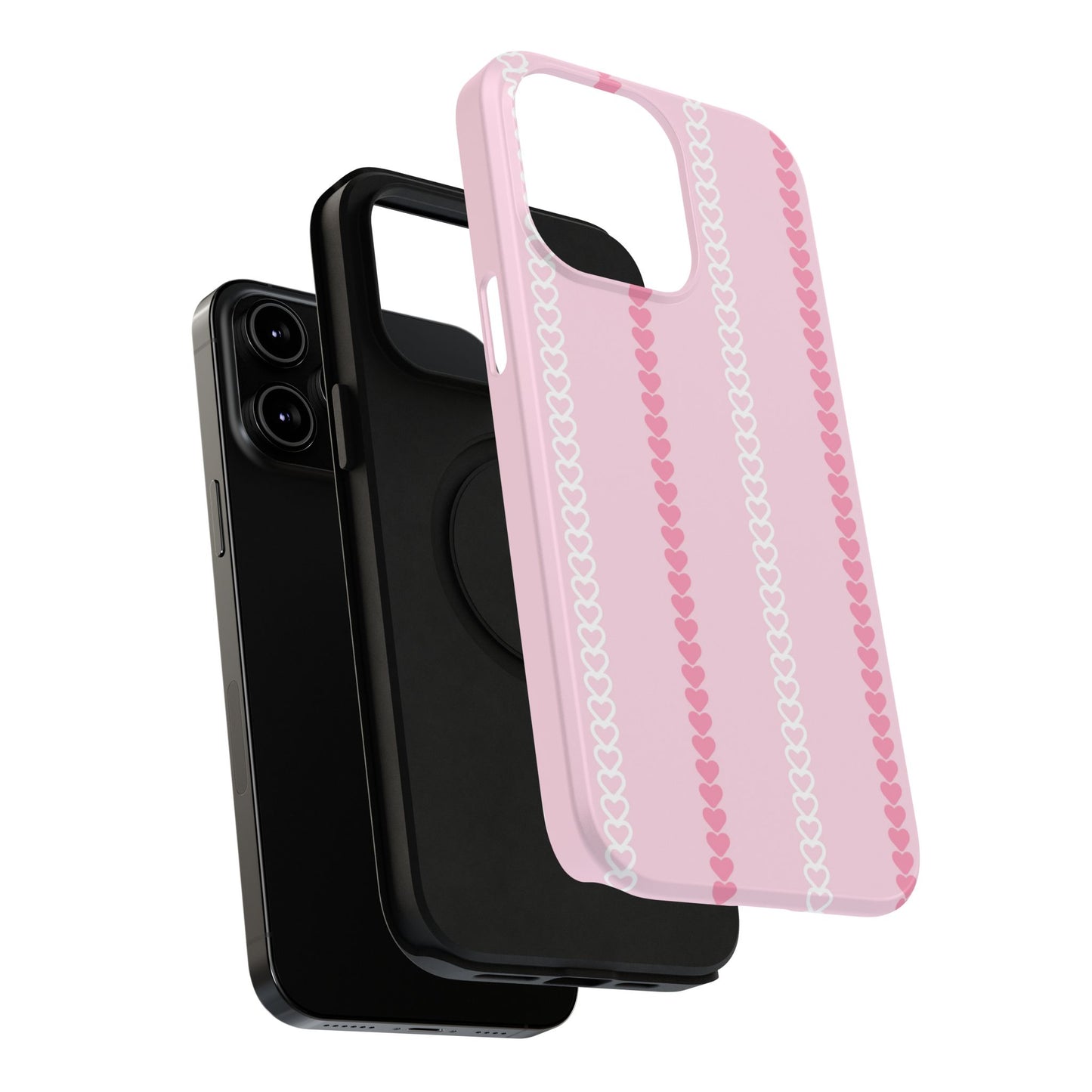 Pink Heart Stripe Impact-Resistant Phone Case