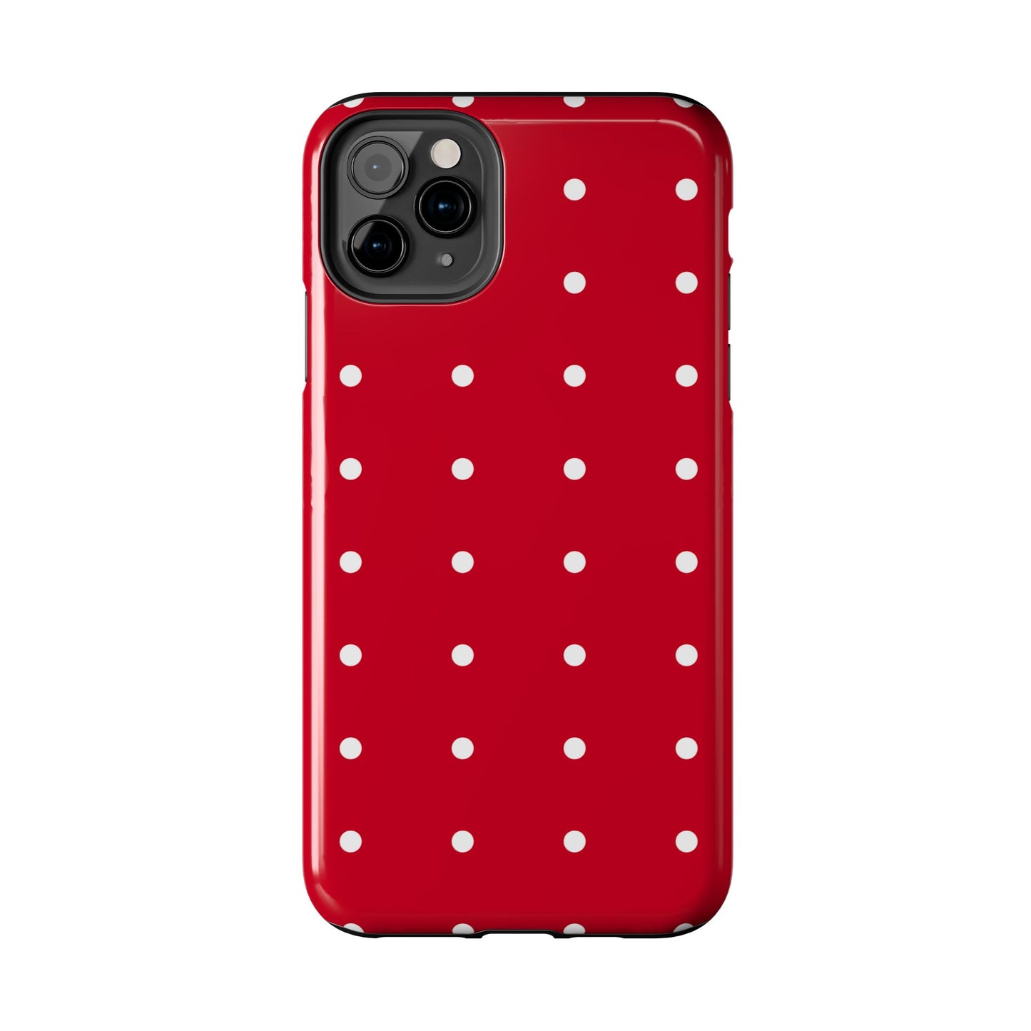 Red Polka Dot Tough Phone Case — Durable Glossy Protective Phone Cover