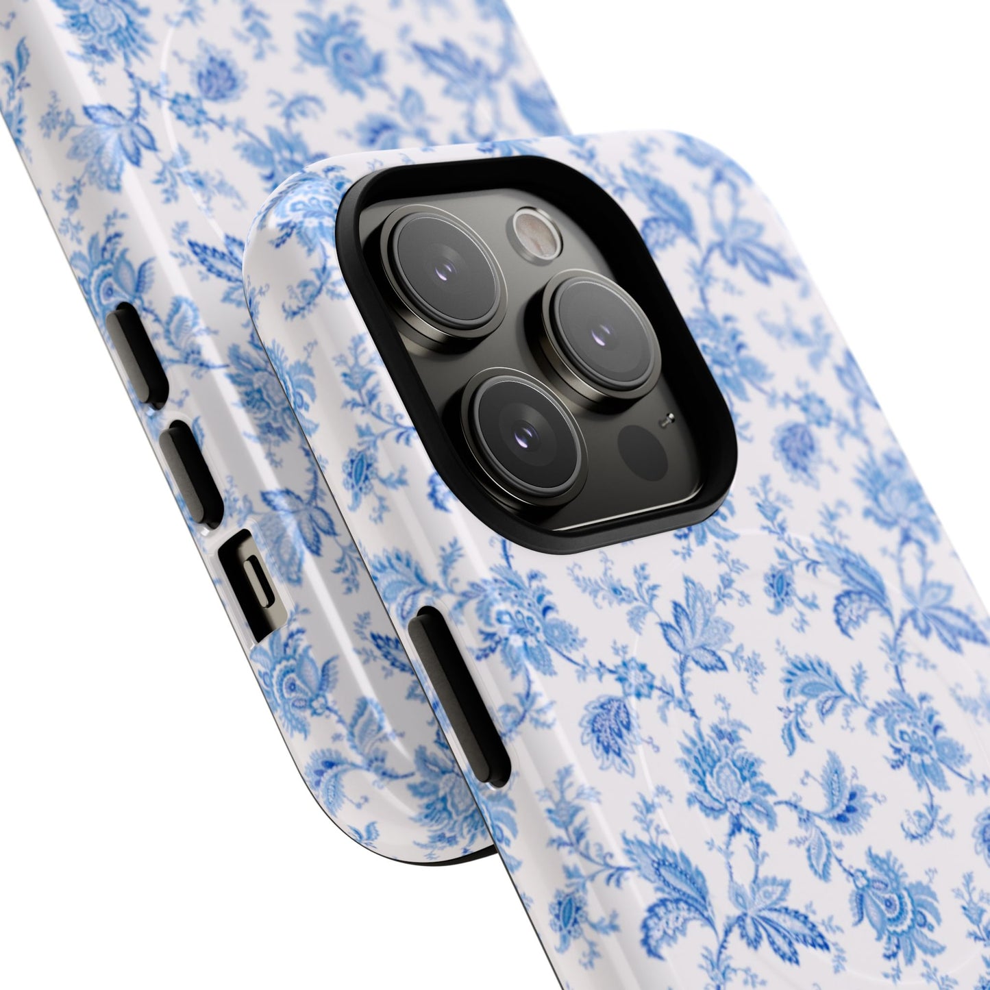Tough Blue Flo Phone Case - Durable Magnetic Cover for Protection, Cute Gift for Her, Floral Pattern, Trending Tech Accessories