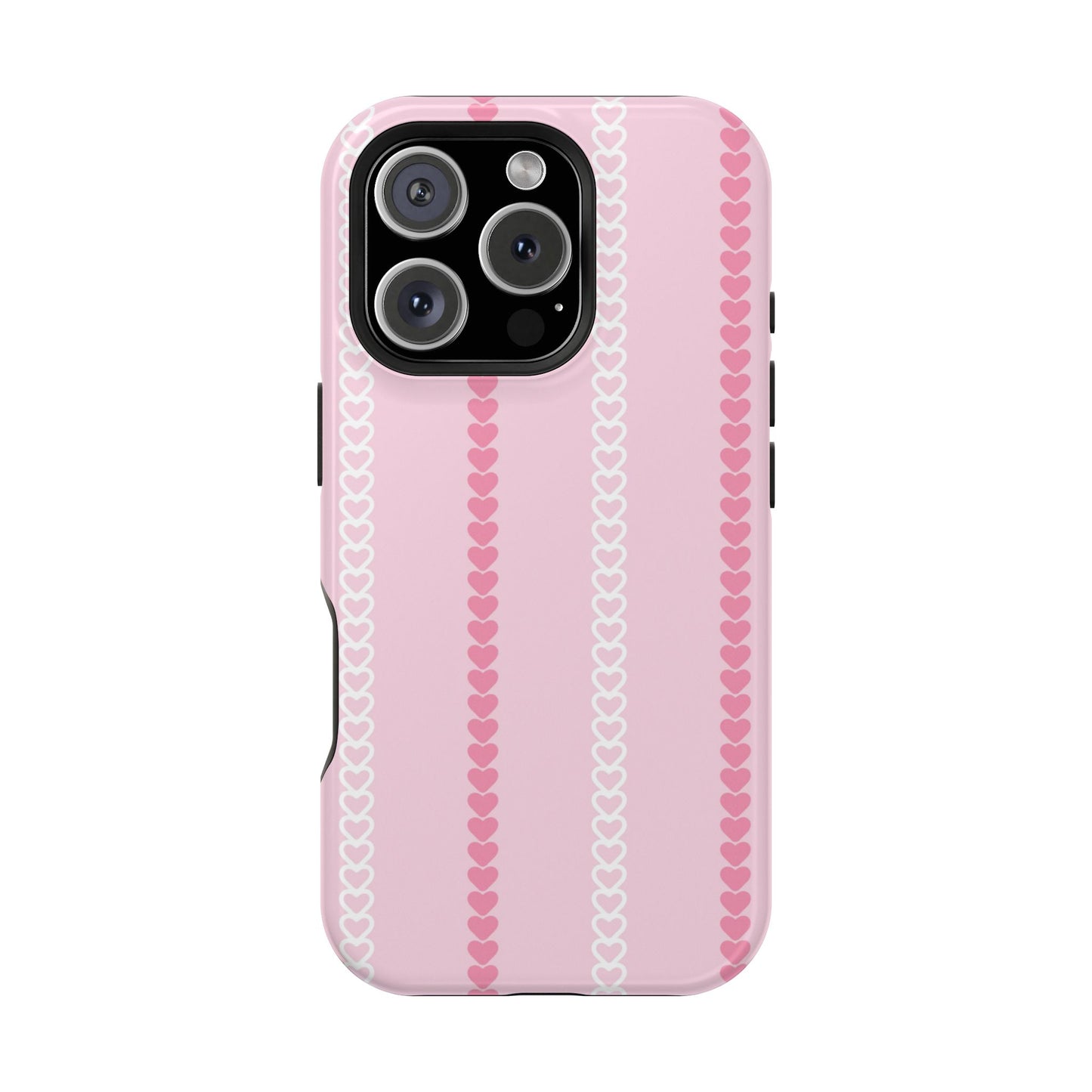 Pink Heart Stripe Impact-Resistant Phone Case