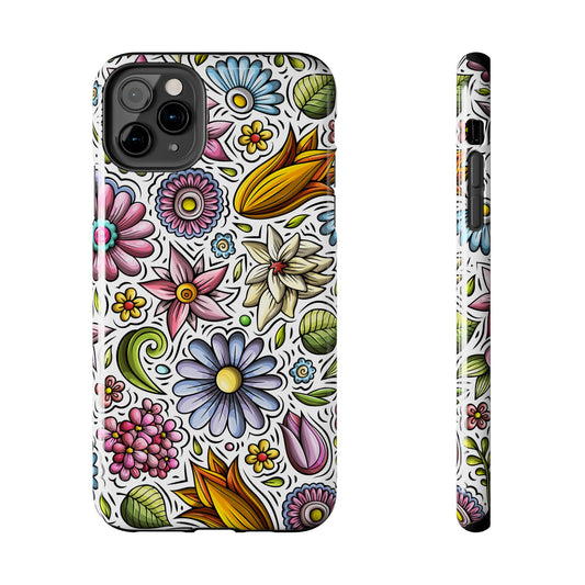 Floral Tough Phone Case | Cute Flower Design | Durable Protective Cover, Gift for Her, Phone Accessory, Floral Art Case