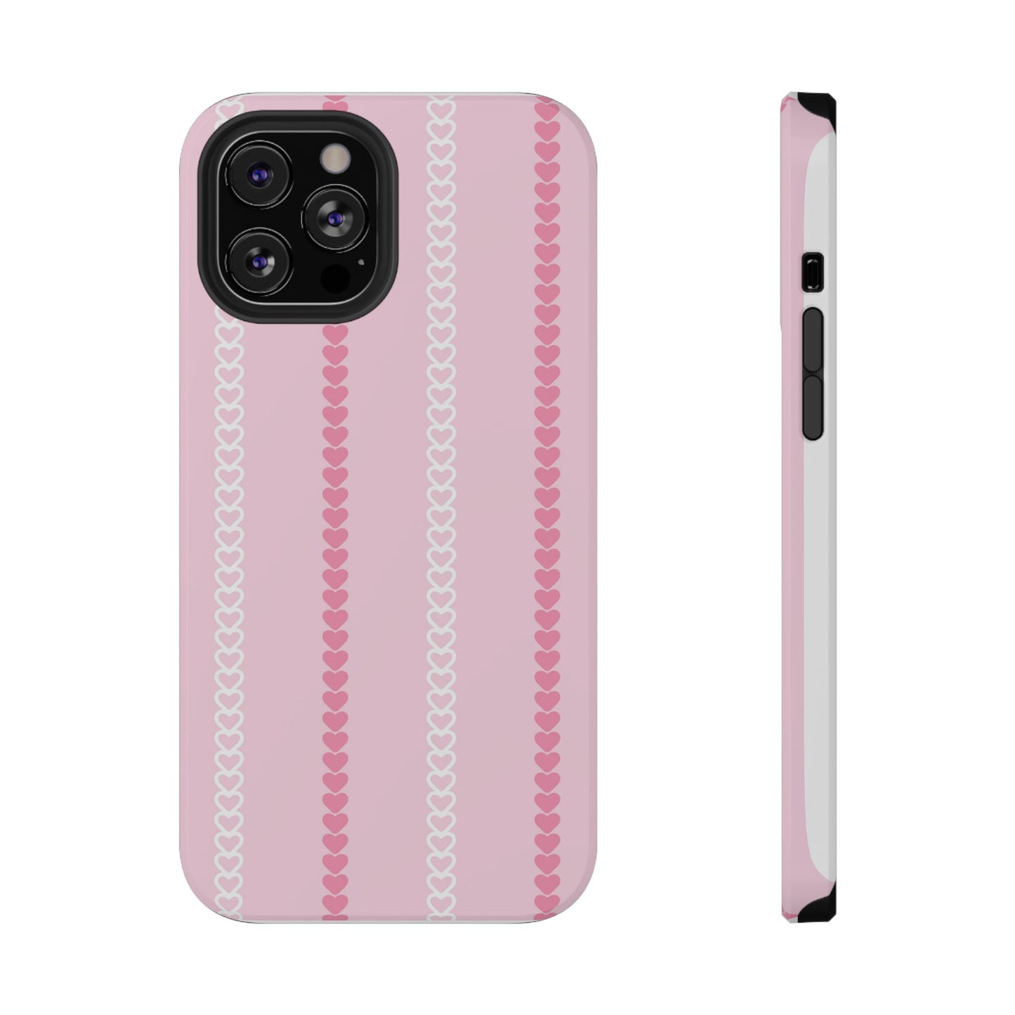 Pink Heart Stripe Impact-Resistant Phone Case