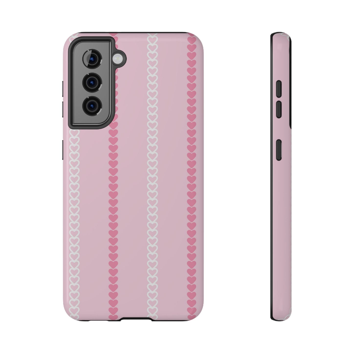 Pink Heart Stripe Impact-Resistant Phone Case