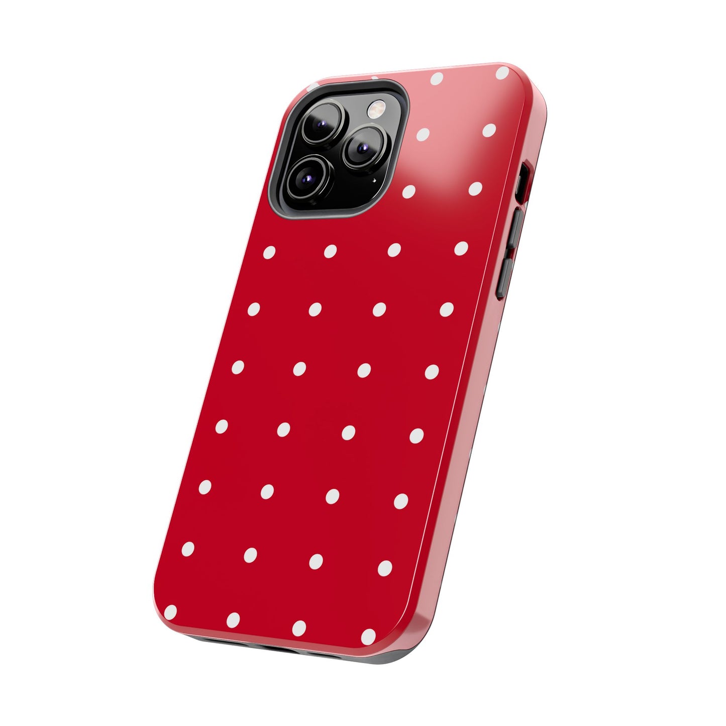 Red Polka Dot Tough Phone Case — Durable Glossy Protective Phone Cover