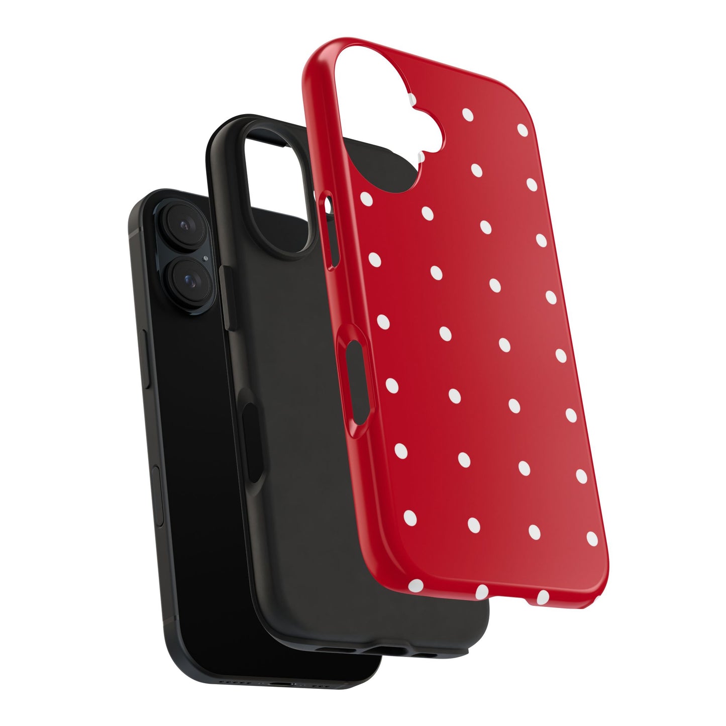 Red Polka Dot Tough Phone Case — Durable Glossy Protective Phone Cover
