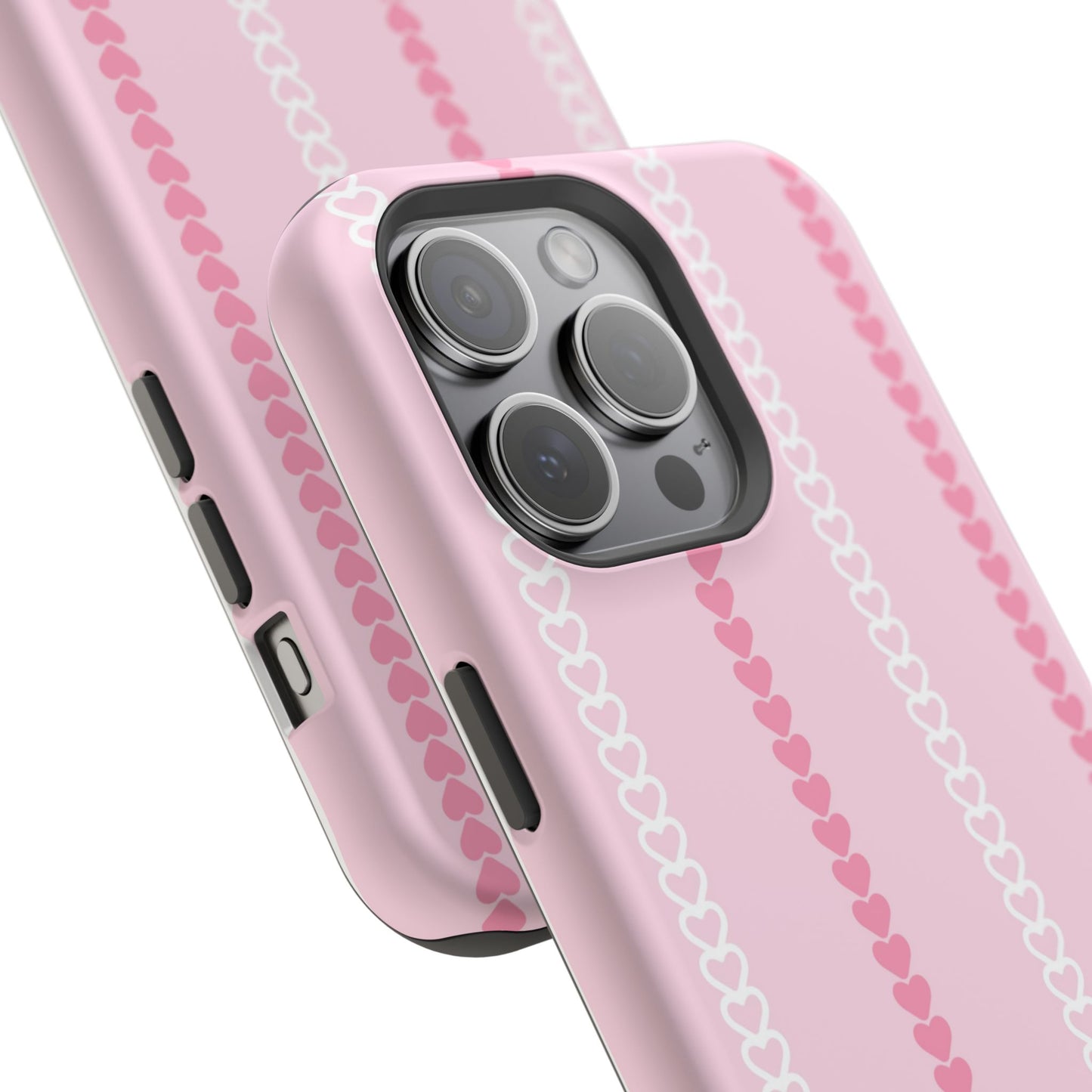 Pink Heart Stripe Impact-Resistant Phone Case
