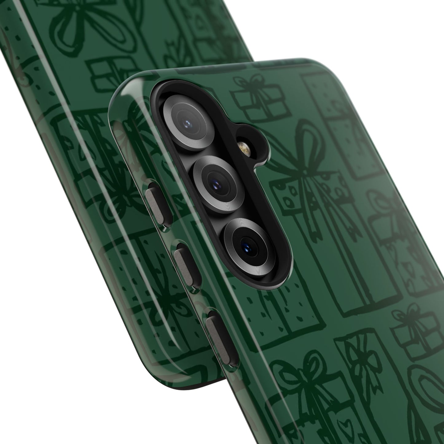 Holiday Gift Pattern Tough Phone Case — Dark Green Present Illustrations