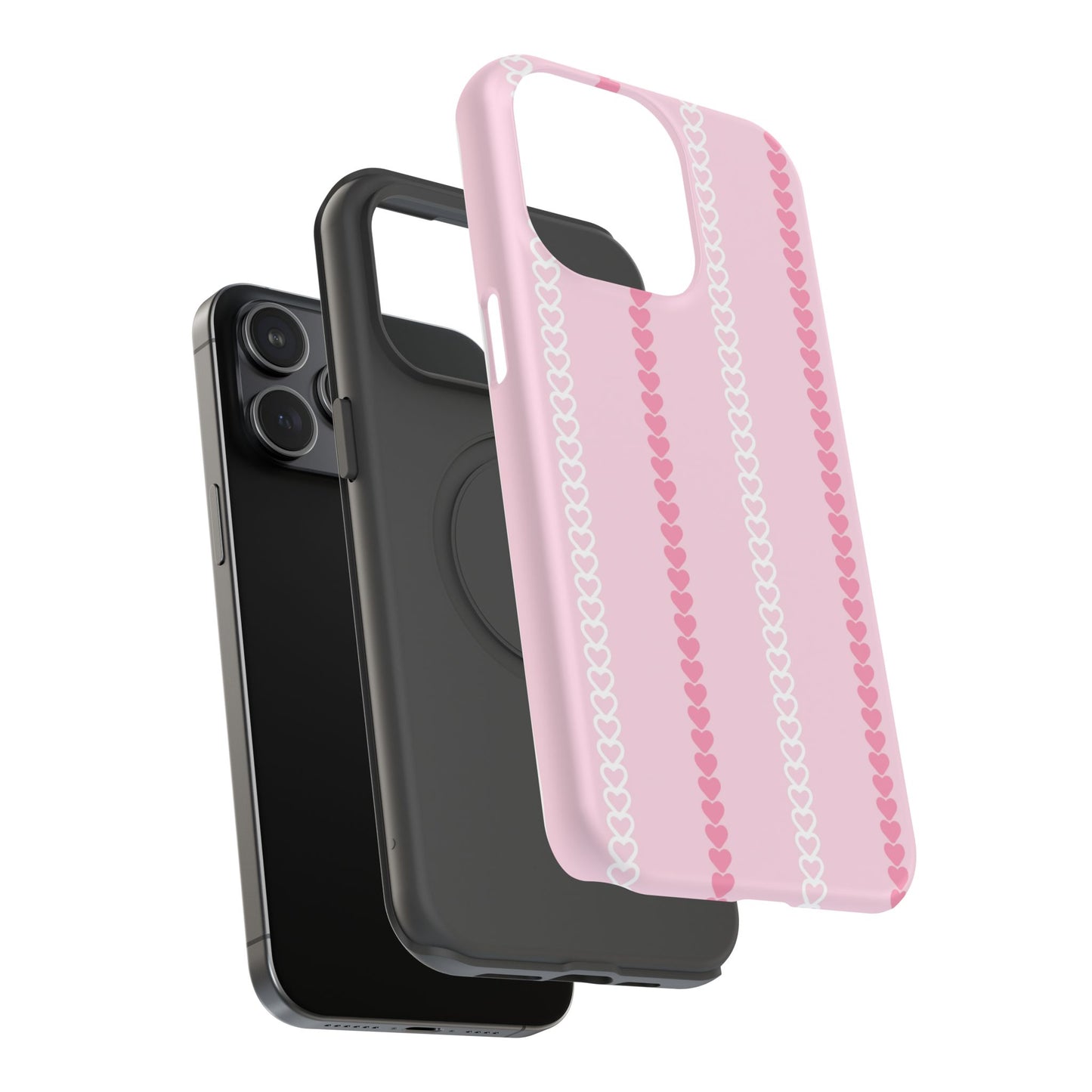 Pink Heart Stripe Impact-Resistant Phone Case