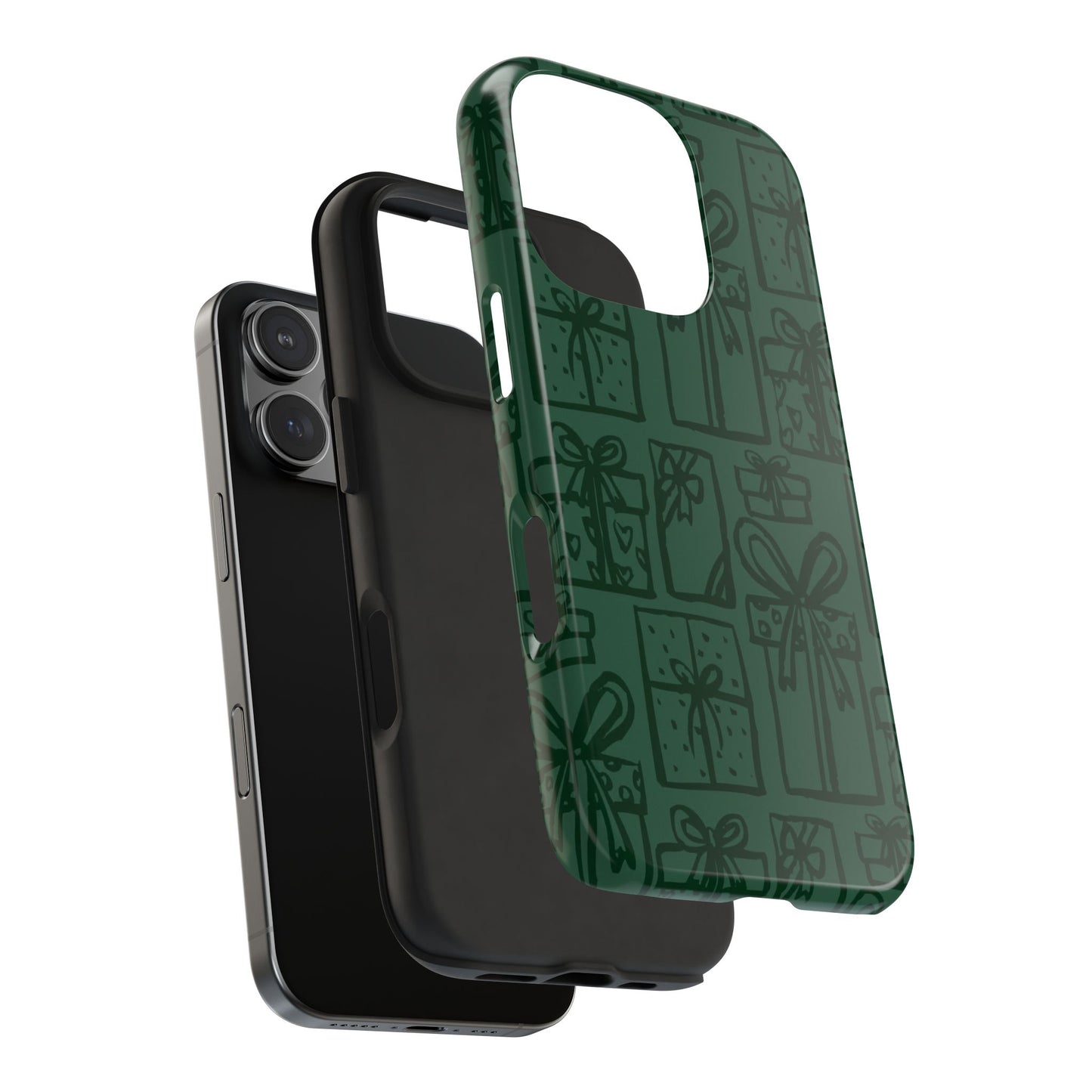 Holiday Gift Pattern Tough Phone Case — Dark Green Present Illustrations