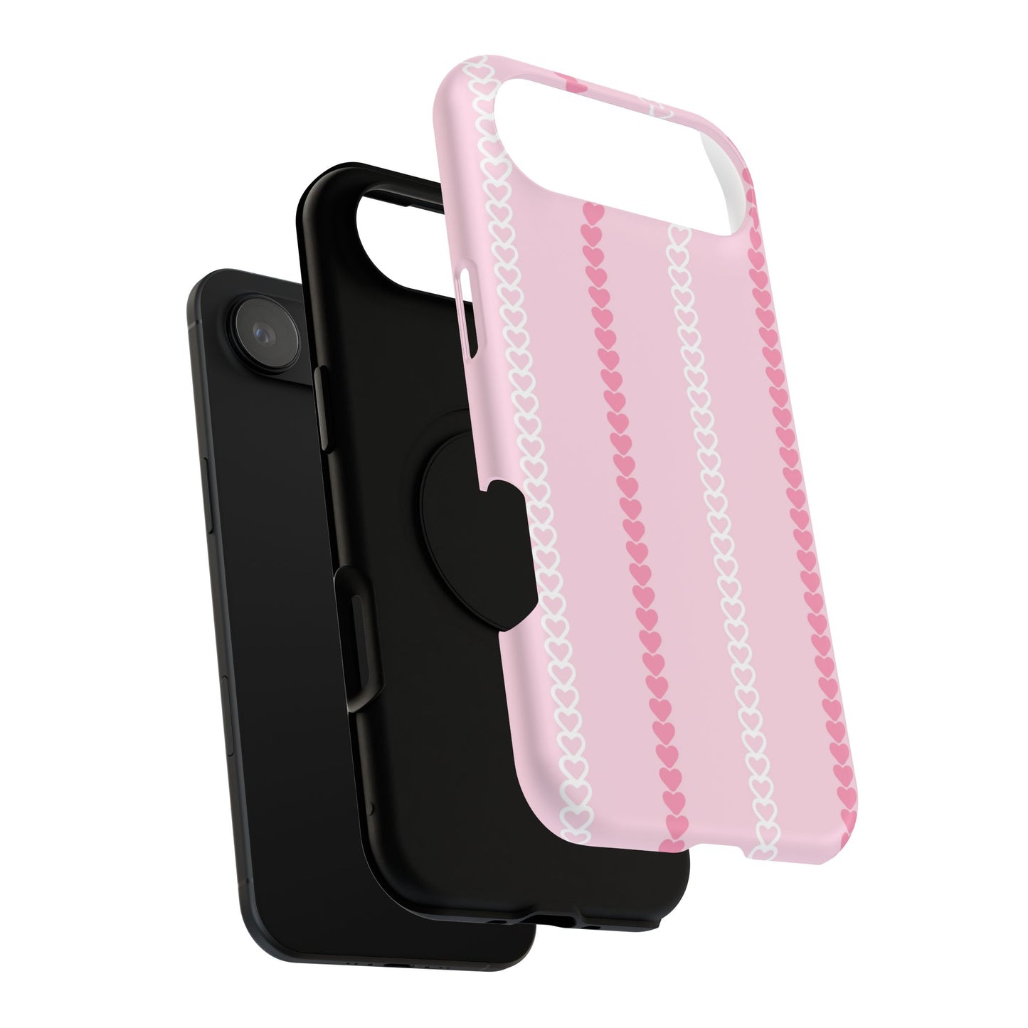 Pink Heart Stripe Impact-Resistant Phone Case
