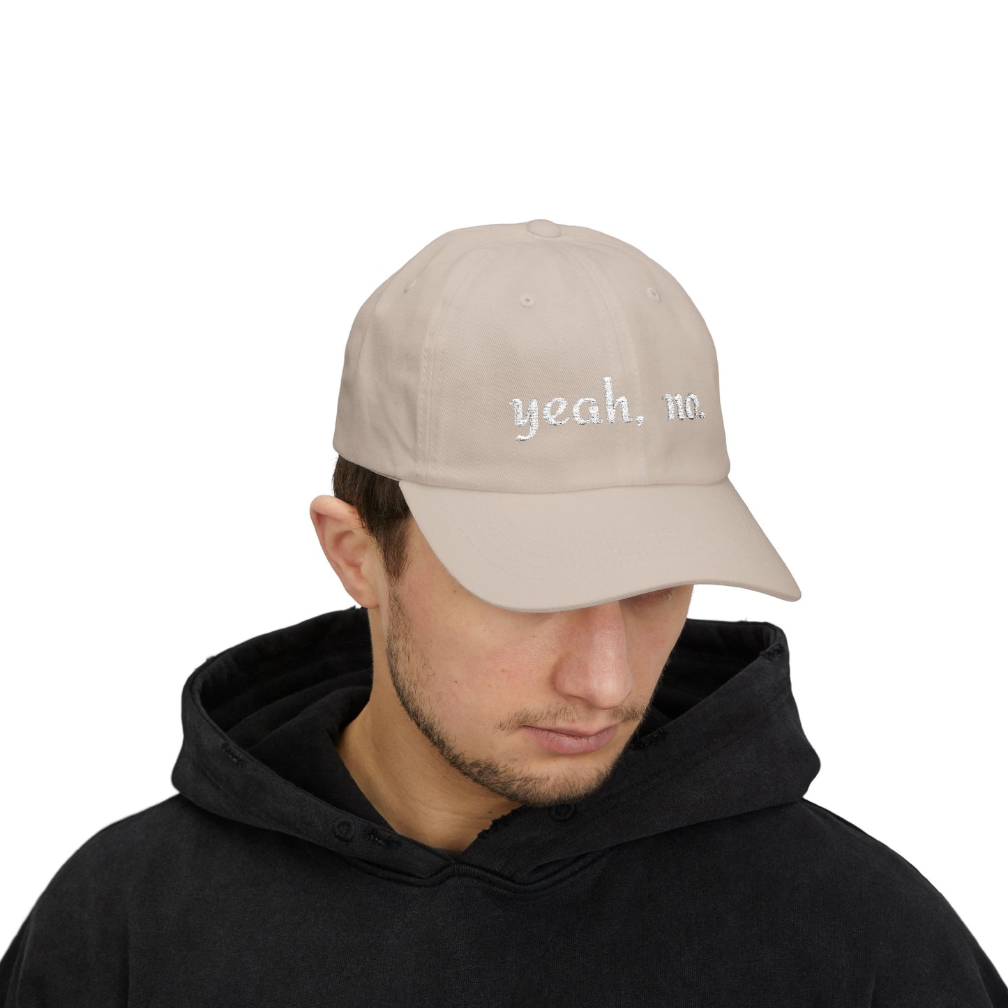 "yeah, no." Embroidered Casual Adjustable Hat
