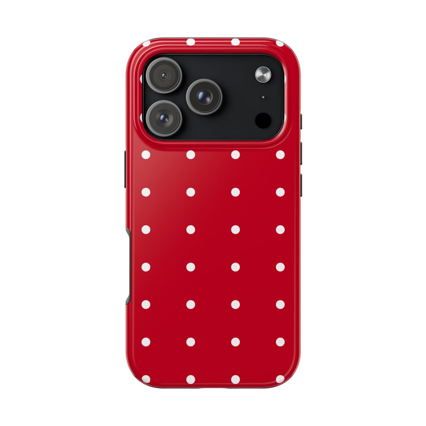 Red Polka Dot Tough Phone Case — Durable Glossy Protective Phone Cover