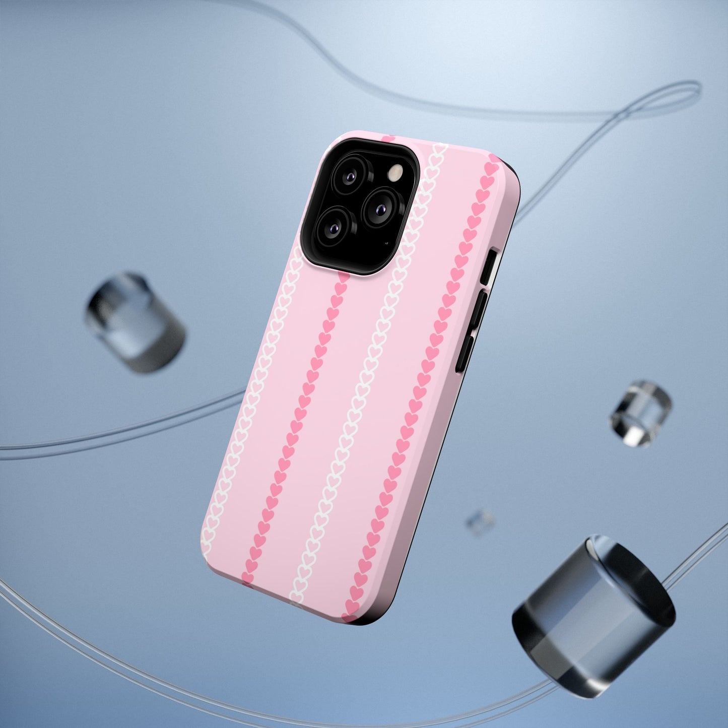 Pink Heart Stripe Impact-Resistant Phone Case