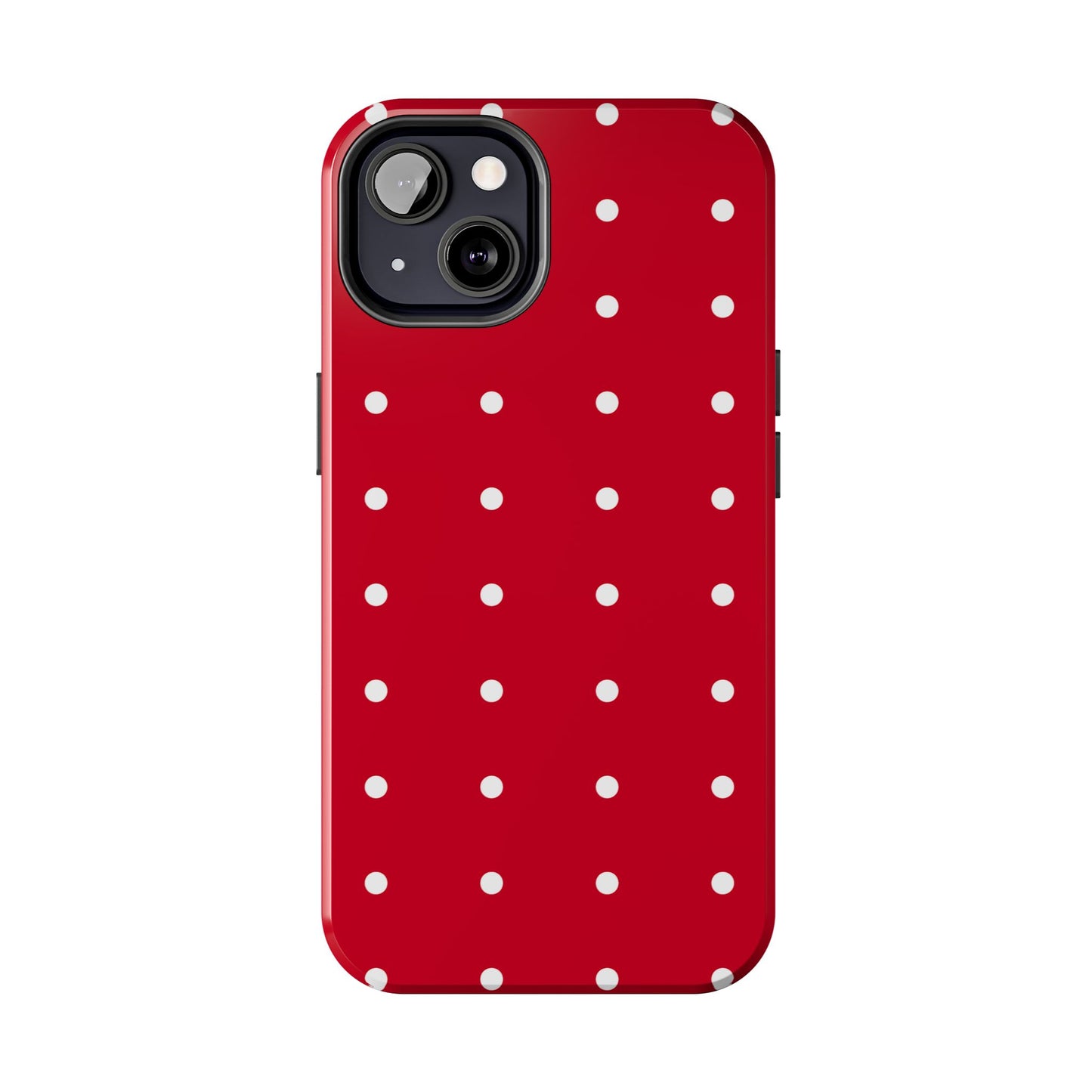 Red Polka Dot Tough Phone Case — Durable Glossy Protective Phone Cover