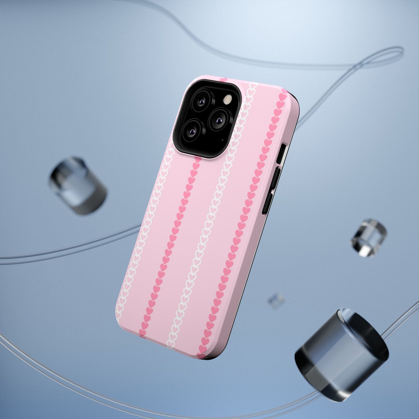 Pink Heart Stripe Impact-Resistant Phone Case