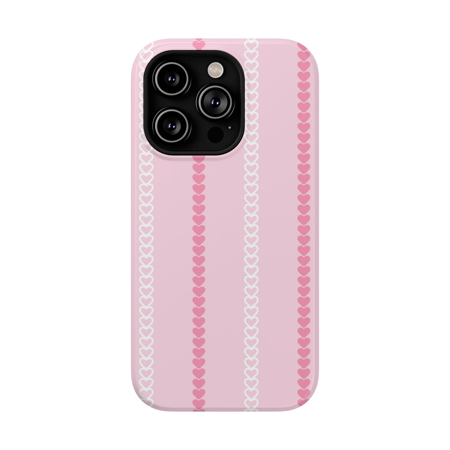 Pink Heart Stripe Impact-Resistant Phone Case