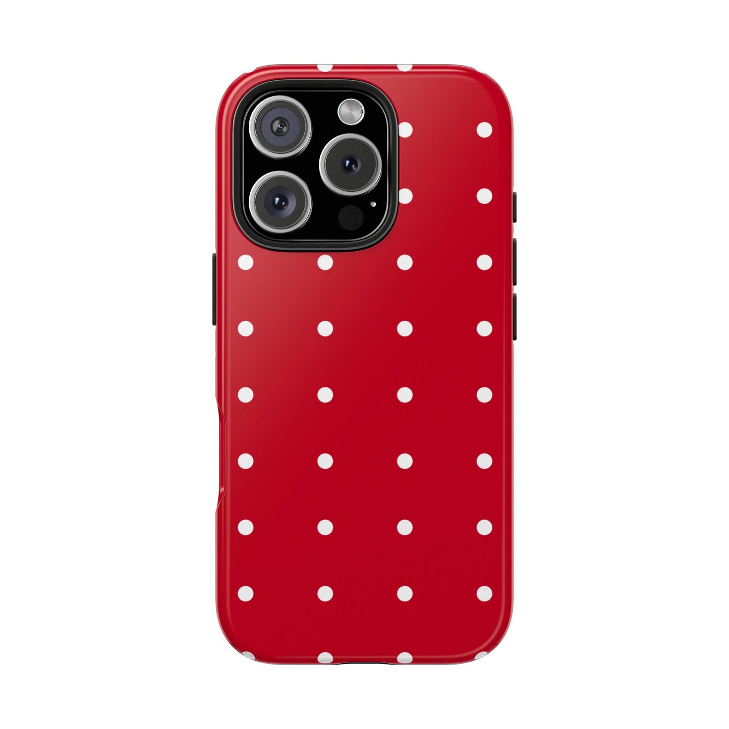Red Polka Dot Tough Phone Case — Durable Glossy Protective Phone Cover