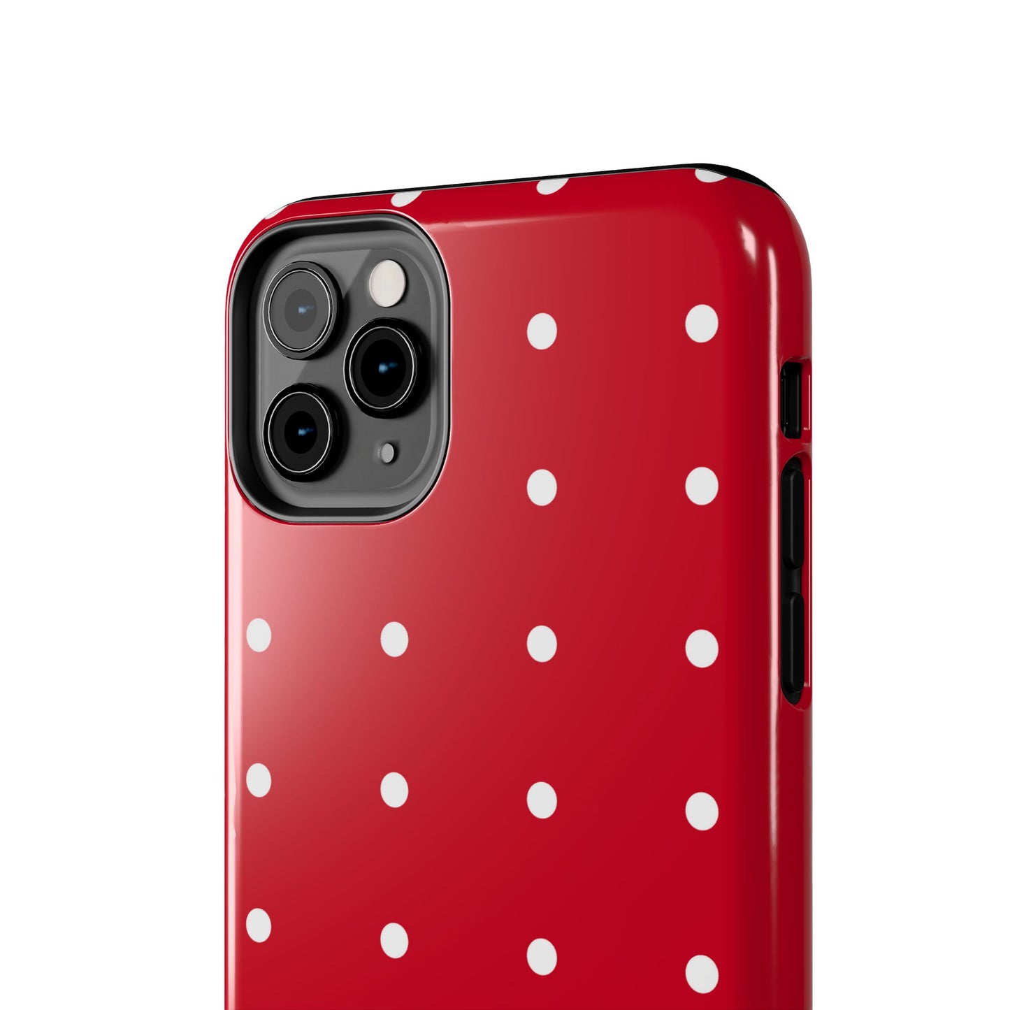 Red Polka Dot Tough Phone Case — Durable Glossy Protective Phone Cover