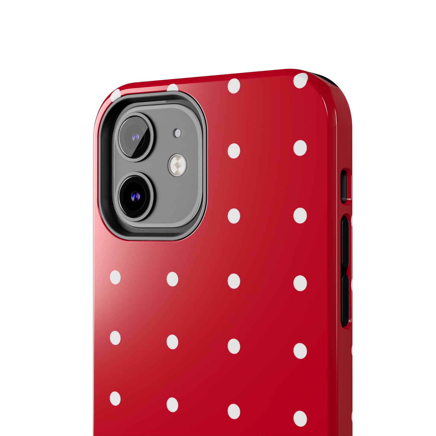 Red Polka Dot Tough Phone Case — Durable Glossy Protective Phone Cover