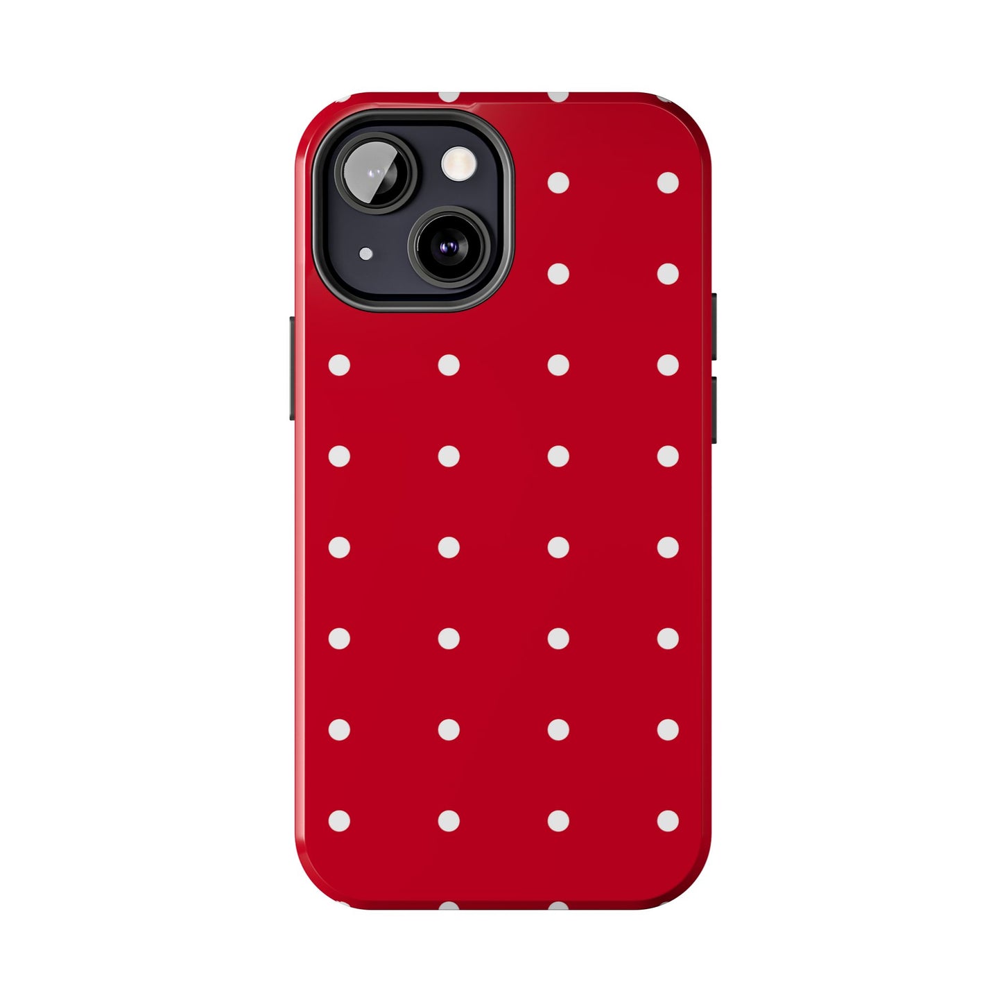 Red Polka Dot Tough Phone Case — Durable Glossy Protective Phone Cover