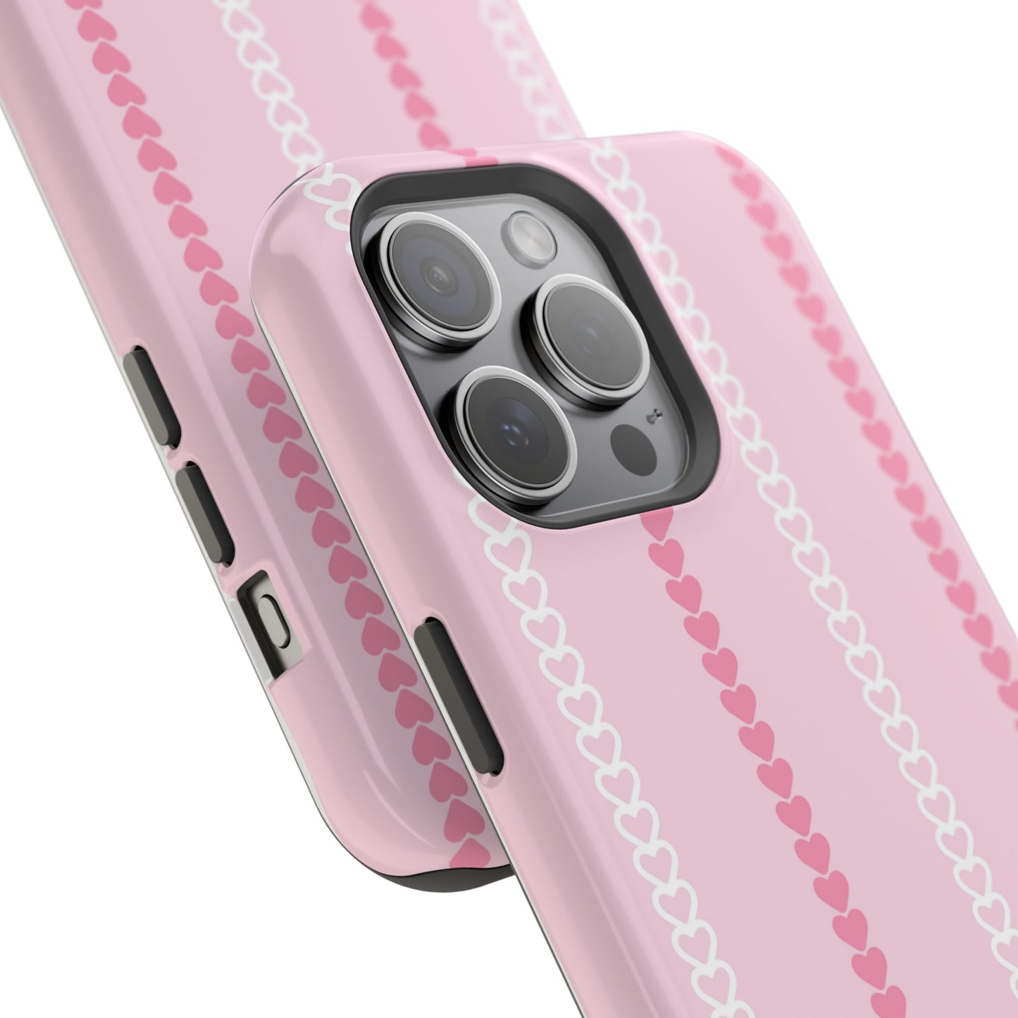 Pink Heart Stripe Impact-Resistant Phone Case