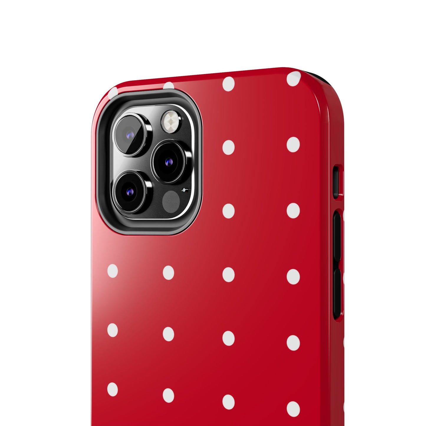 Red Polka Dot Tough Phone Case — Durable Glossy Protective Phone Cover