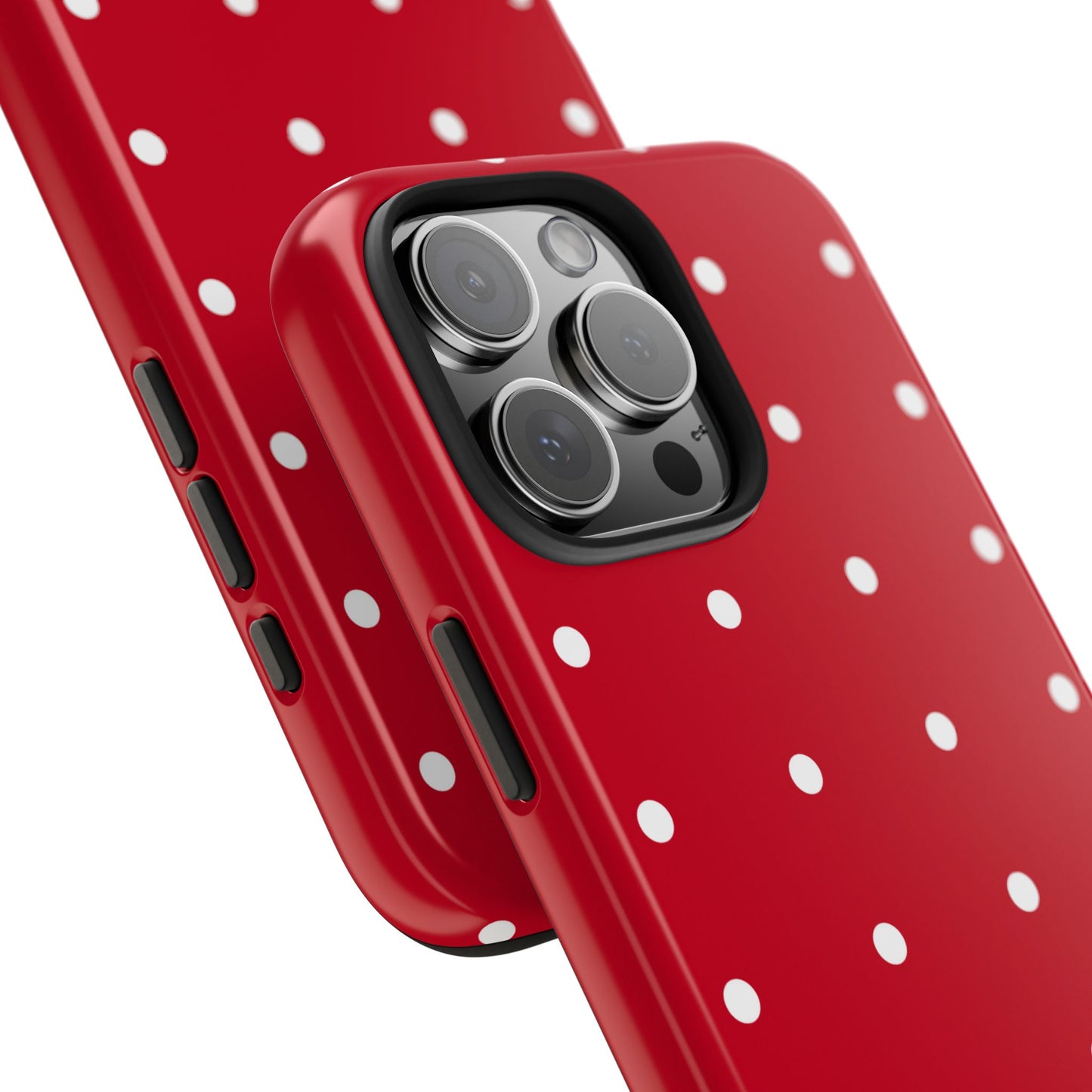 Red Polka Dot Tough Phone Case — Durable Glossy Protective Phone Cover